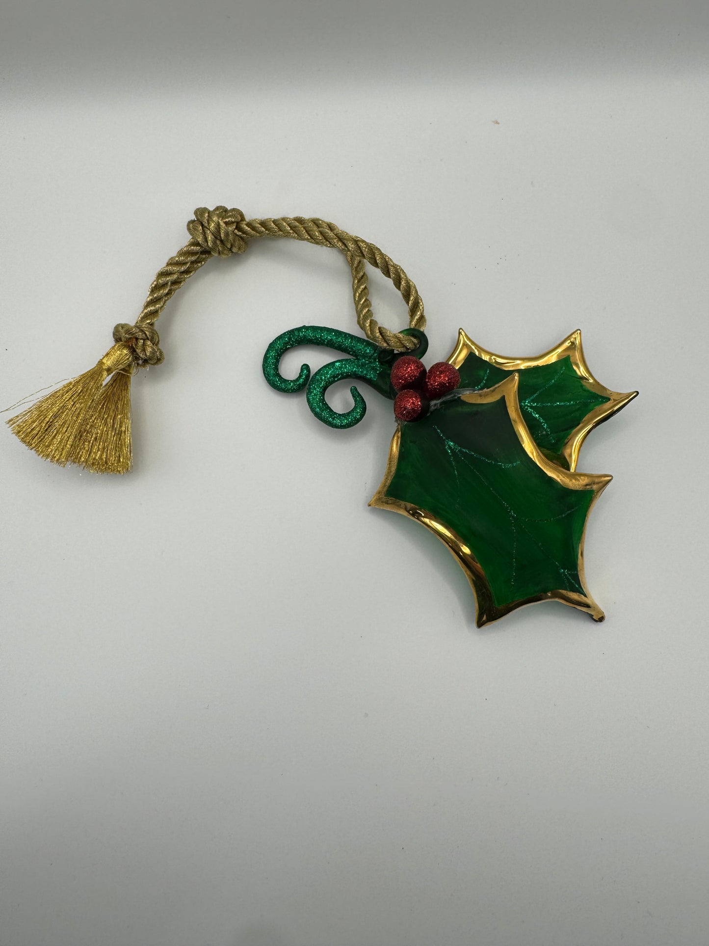 Roman Inc. Stained Glass & Painted Glass Holly with Berries Ornament – “Legend of the Holly” (5")