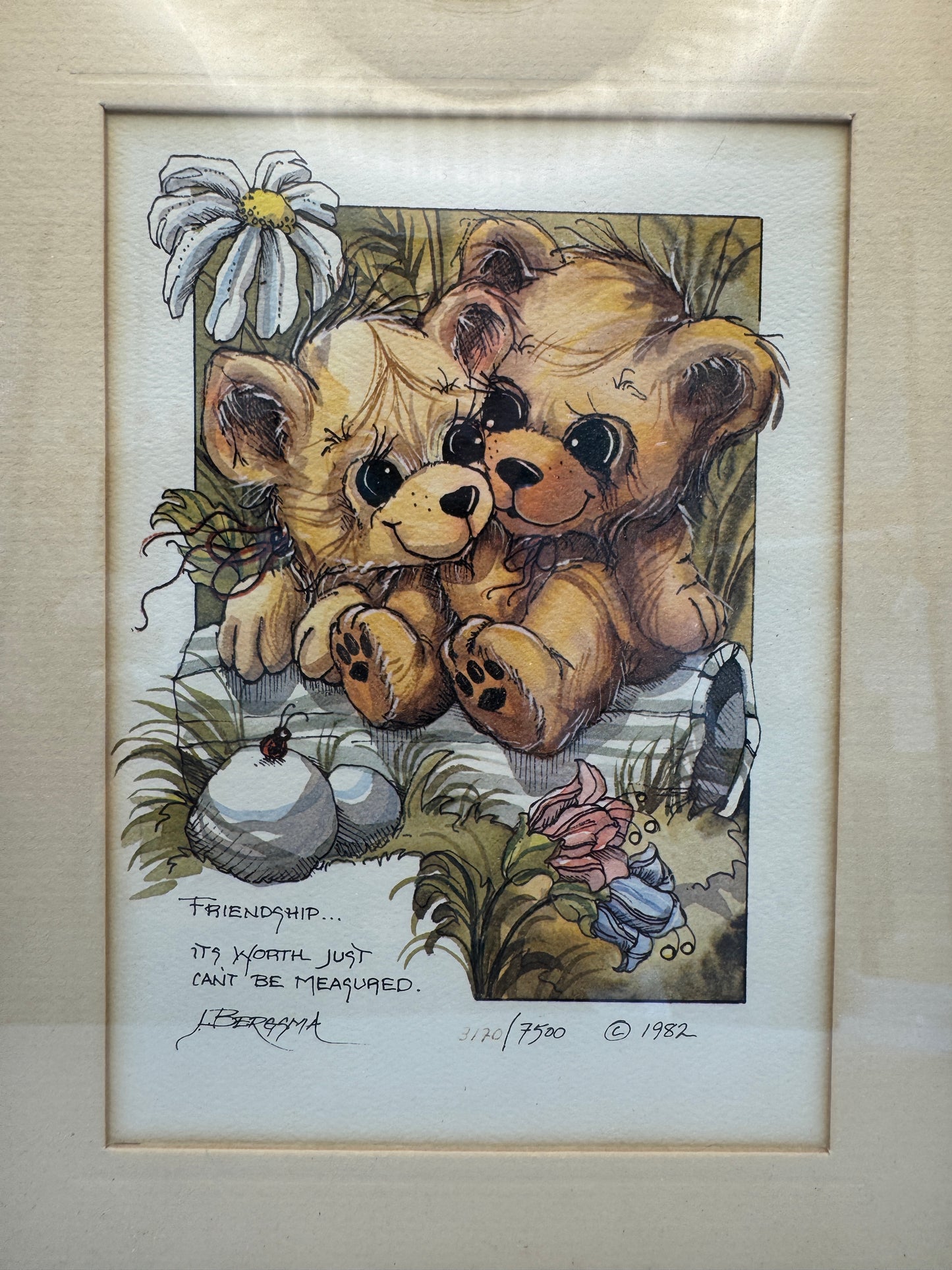 Jody Bergsma “Friendship… Its Worth Just Can’t Be Measured” Limited Edition Signed Print (1982) – #96/7500