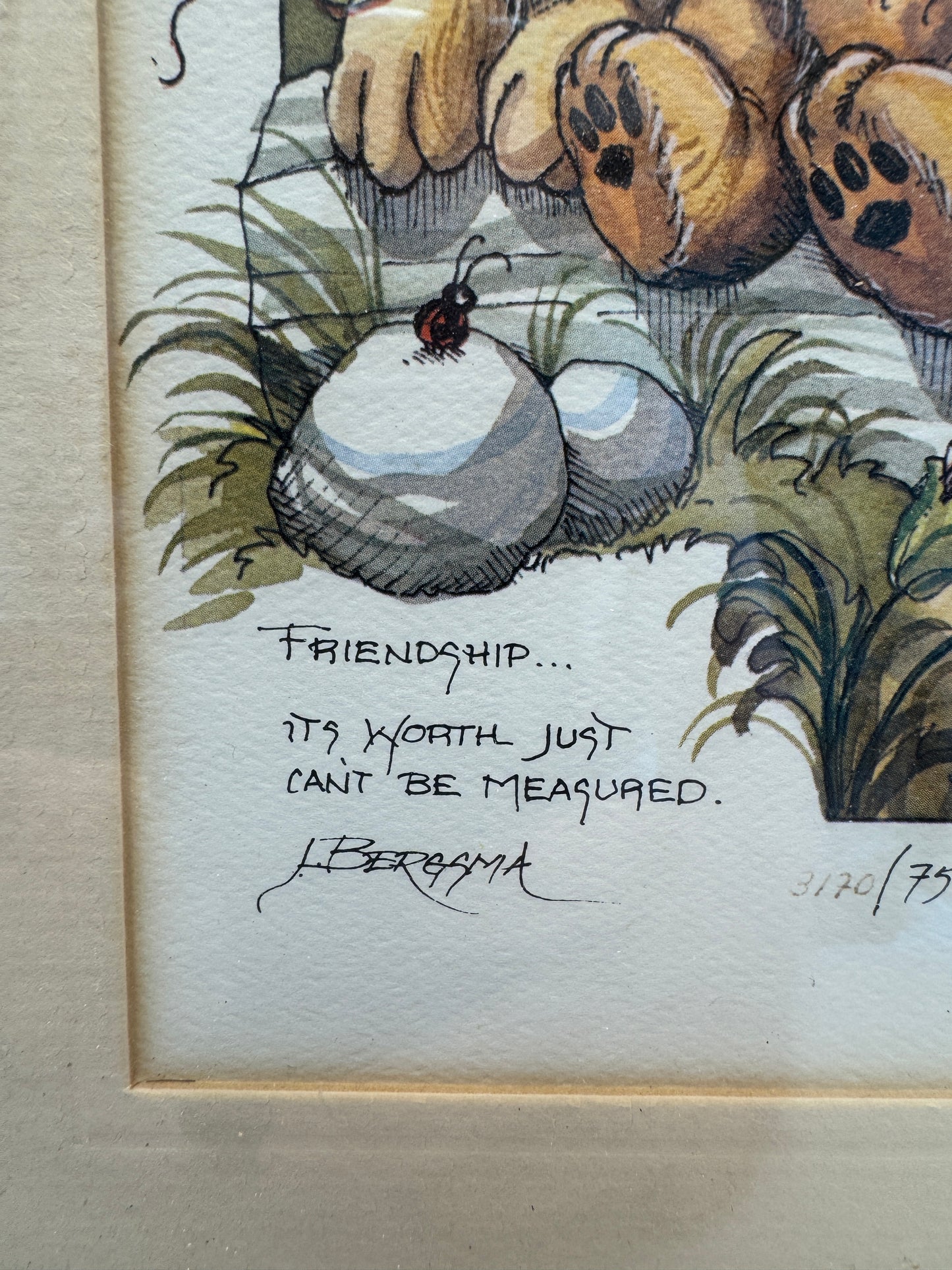 Jody Bergsma “Friendship… Its Worth Just Can’t Be Measured” Limited Edition Signed Print (1982) – #96/7500