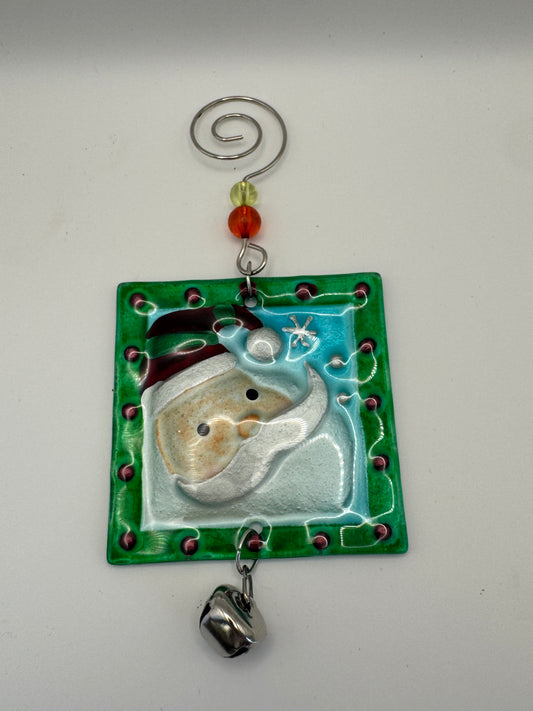 Tii Collections Santa Ornament – Hand-Painted Glass with Bell (3.5")
