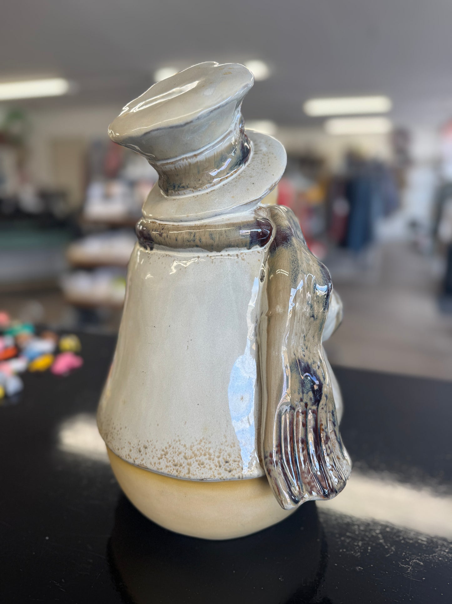 Charming Jolly Mr. Snowman – 15.5" Rustic Ceramic Indoor Christmas Décor