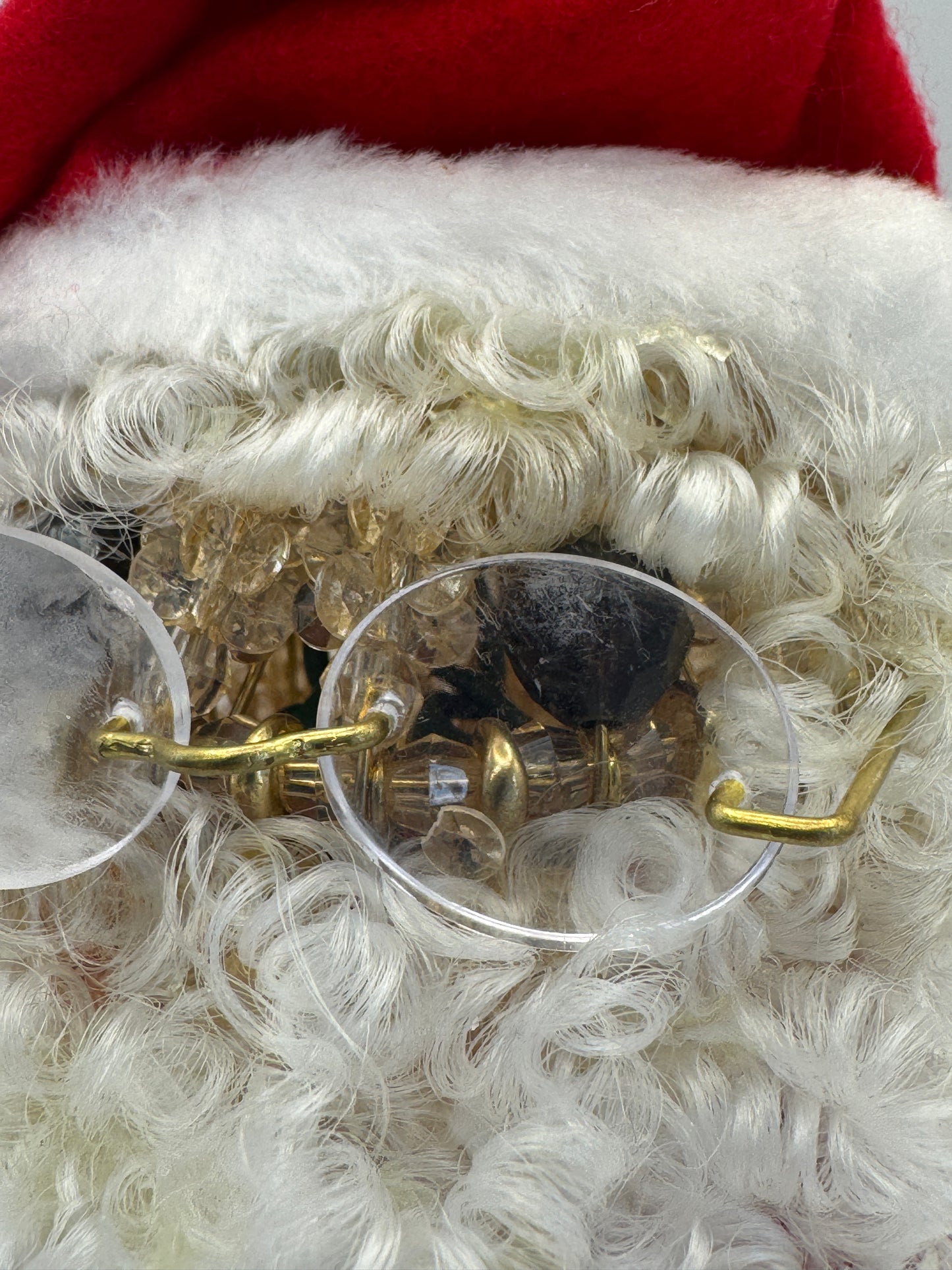 Vintage Beaded Safety Pin Santa – 7.5" Handmade Light-Up Christmas Figure