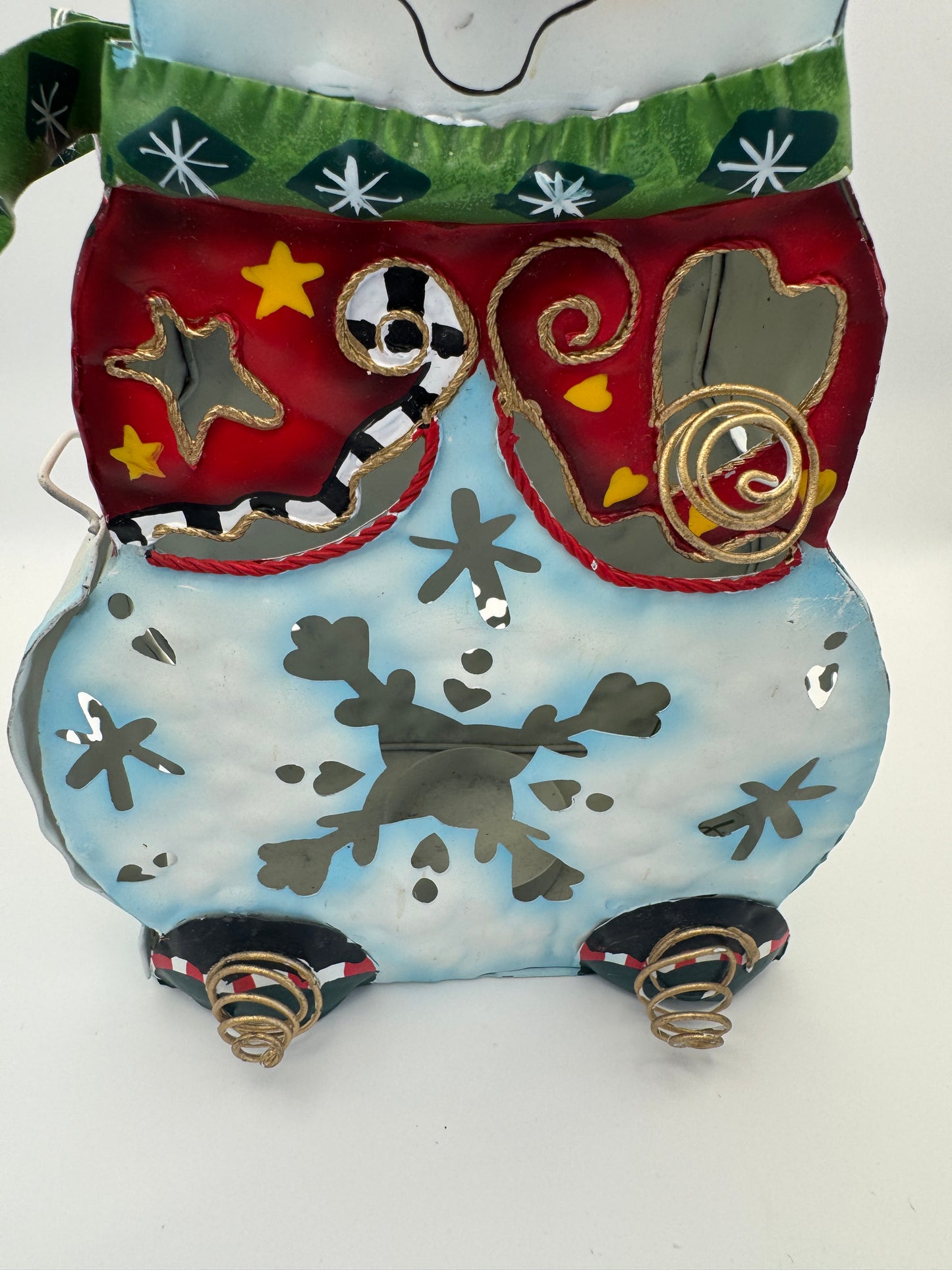 Home Interiors Metal Snowman Votive Lantern – 10" Christmas Candle Holder