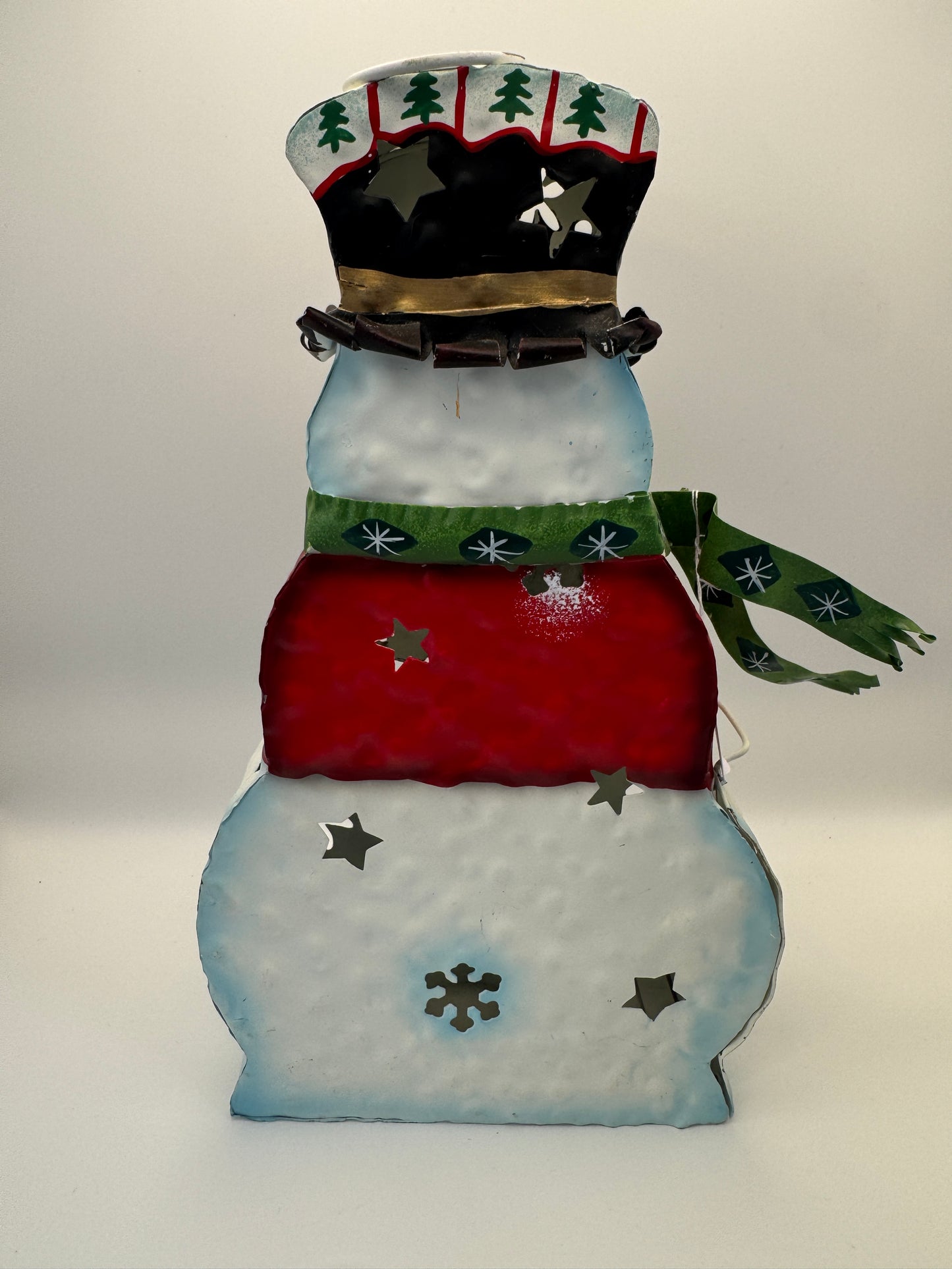 Home Interiors Metal Snowman Votive Lantern – 10" Christmas Candle Holder