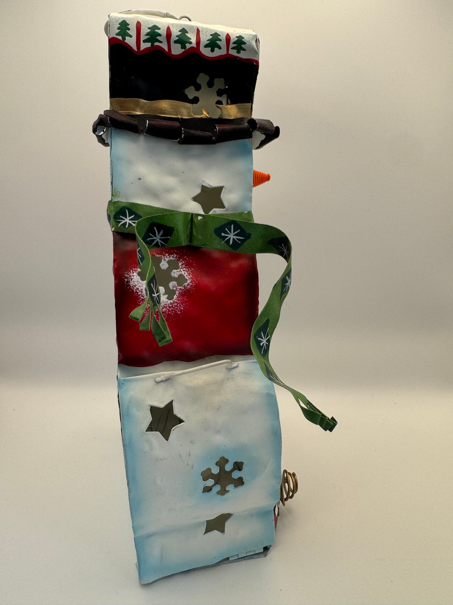 Home Interiors Metal Snowman Votive Lantern – 10" Christmas Candle Holder