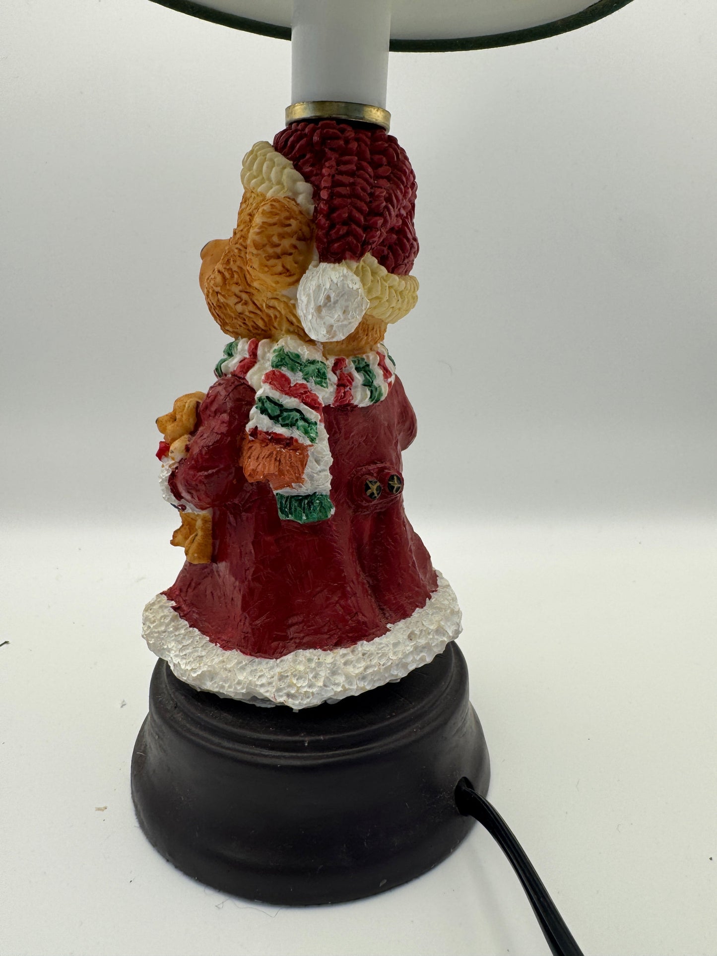 Vintage Christmas Teddy Bear Lamp / Night Light / Santa / 11" Resin