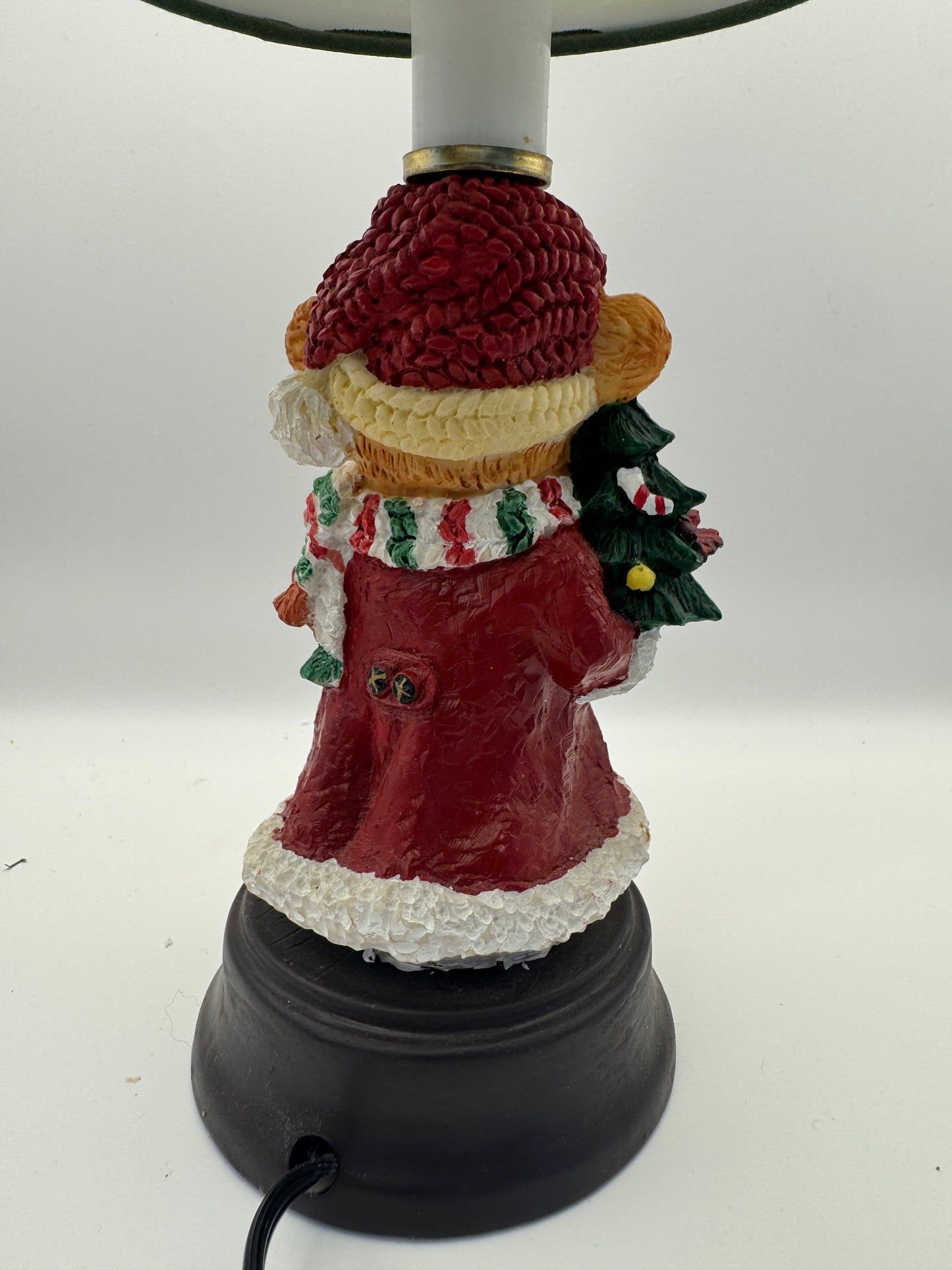 Vintage Christmas Teddy Bear Lamp / Night Light / Santa / 11" Resin