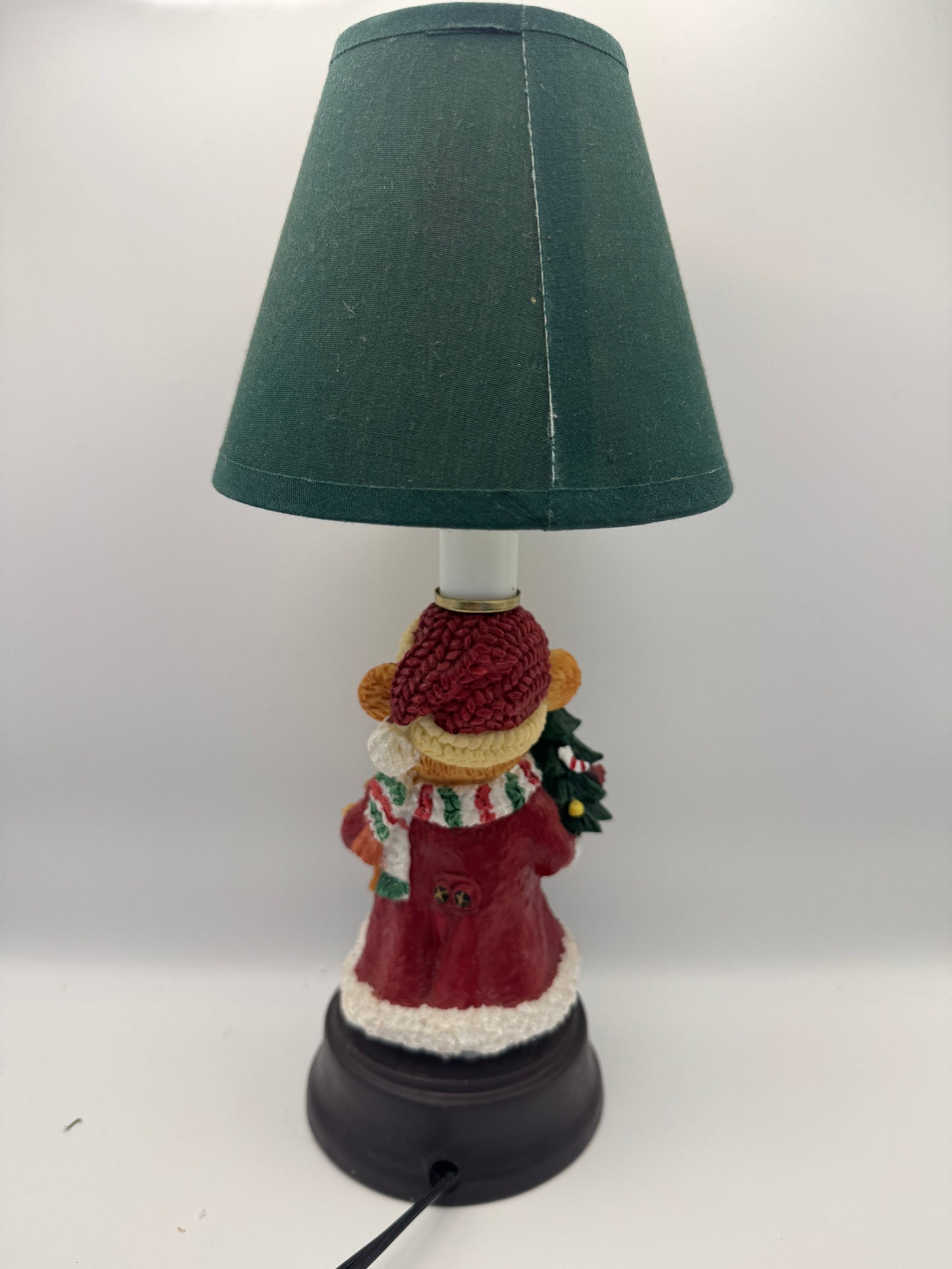 Vintage Christmas Teddy Bear Lamp / Night Light / Santa / 11" Resin