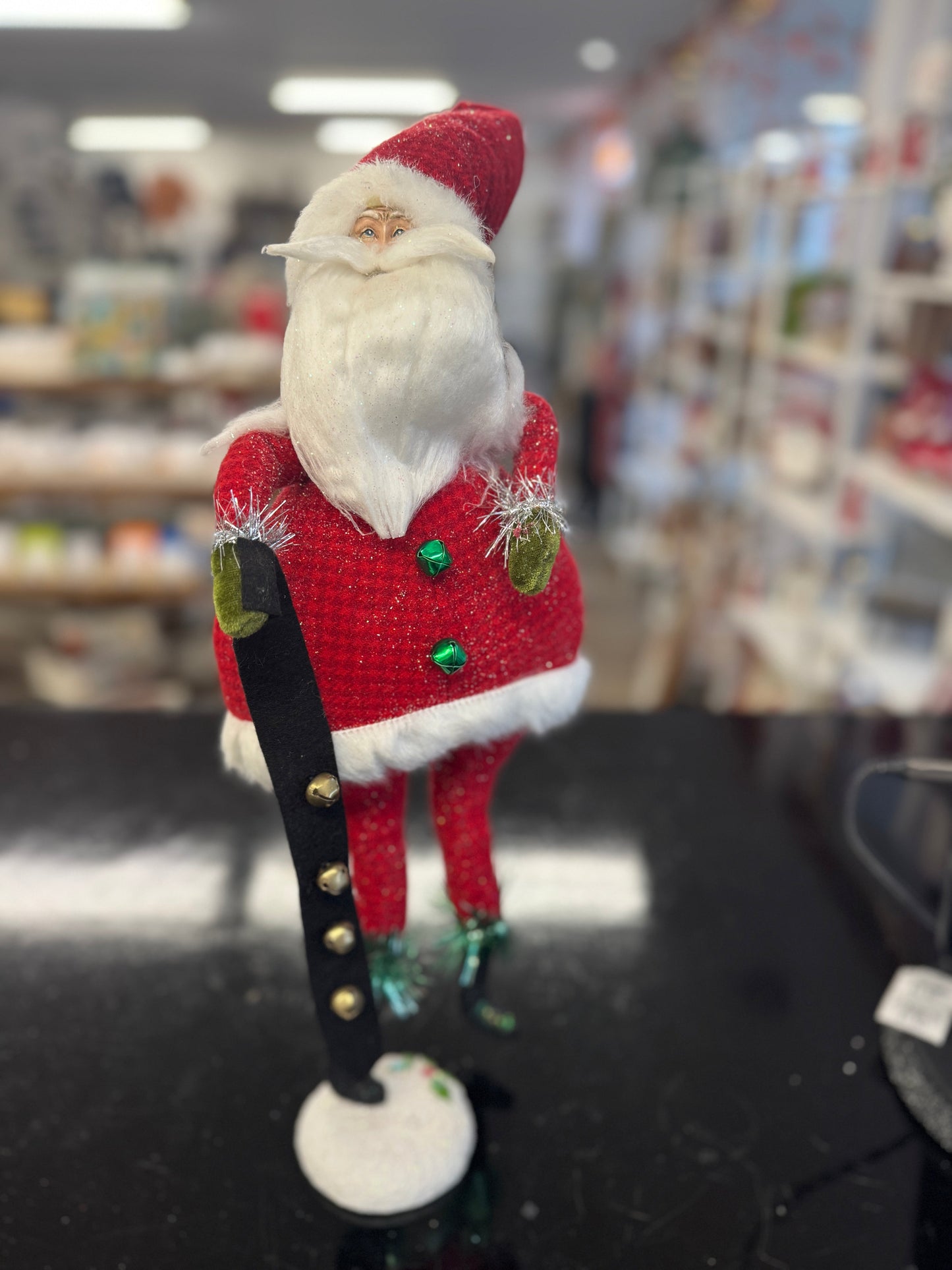 17" Tall Free-Standing Santa Claus with Bells – Christmas Decoration Figurine