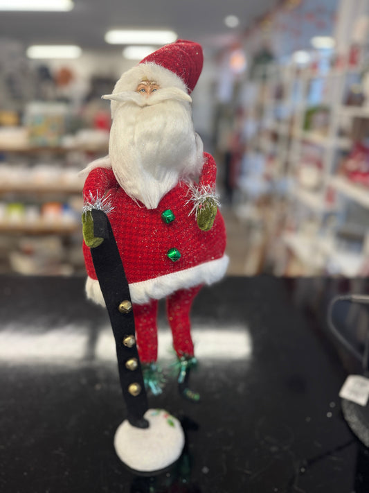 17" Tall Free-Standing Santa Claus with Bells – Christmas Decoration Figurine