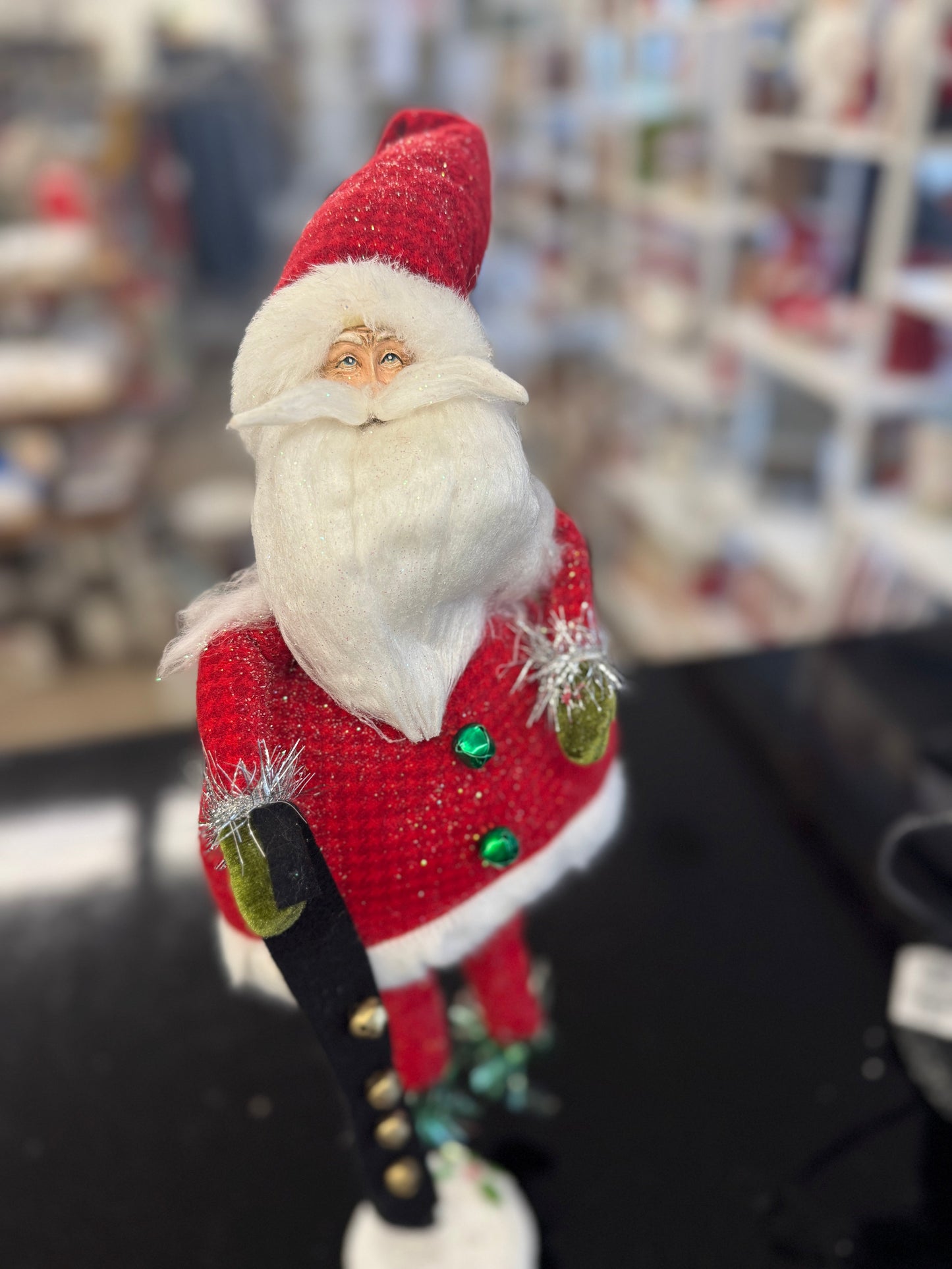 17" Tall Free-Standing Santa Claus with Bells – Christmas Decoration Figurine