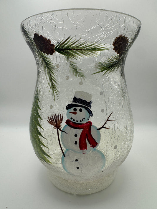Biedermann & Sons Glass Snowman Scene Hurricane Lamp Shade