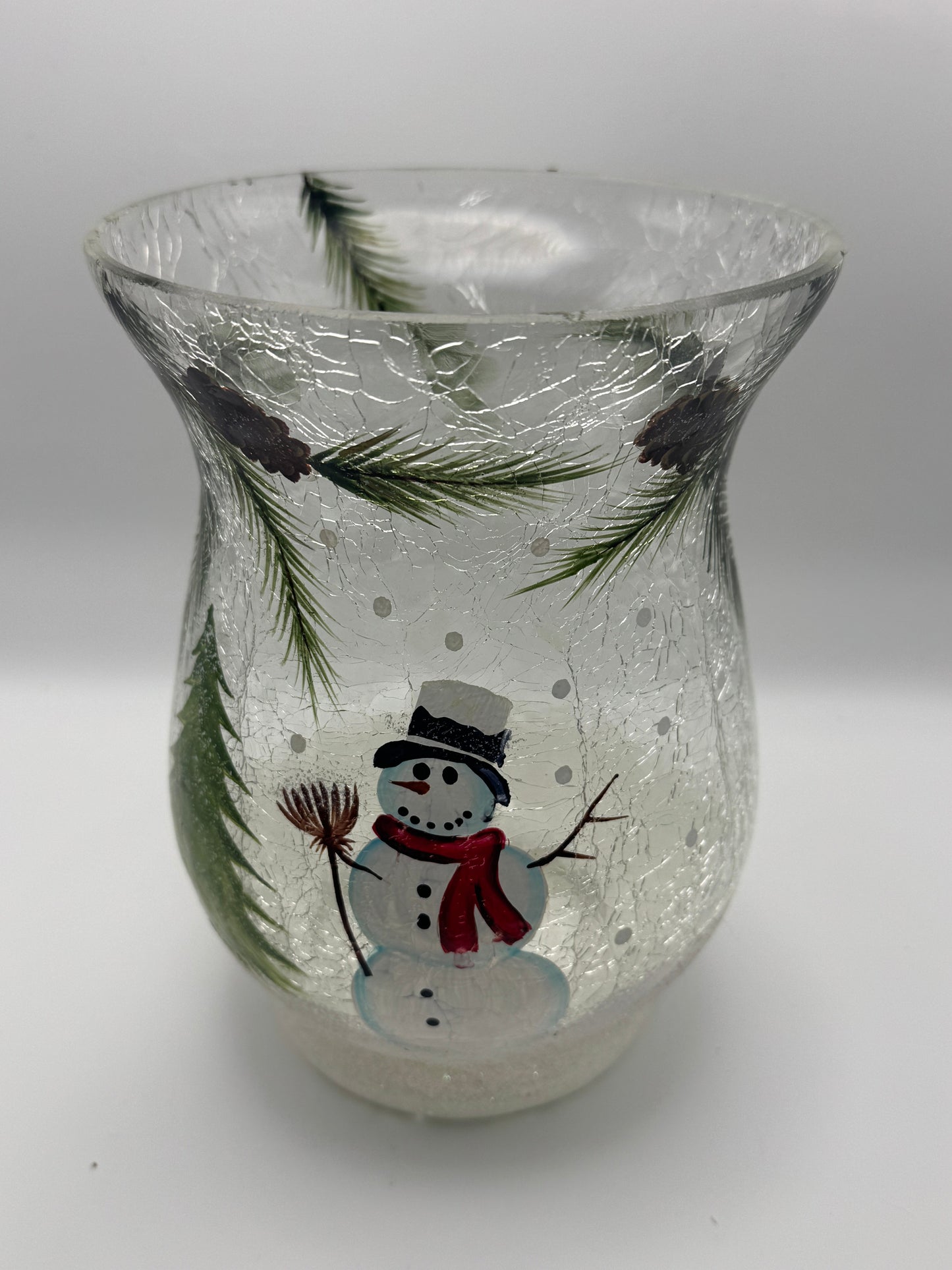 Biedermann & Sons Glass Snowman Scene Hurricane Lamp Shade