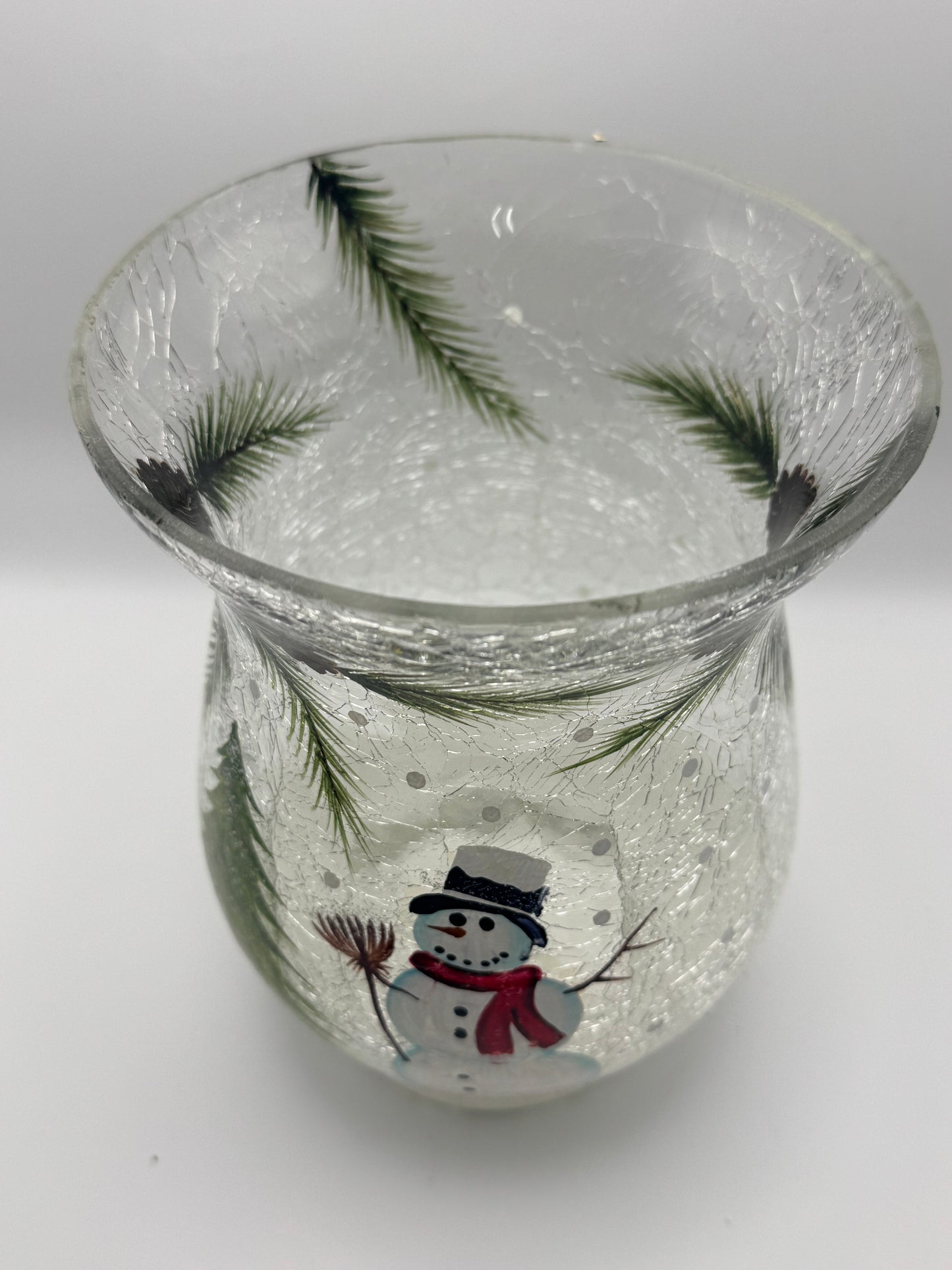 Biedermann & Sons Glass Snowman Scene Hurricane Lamp Shade