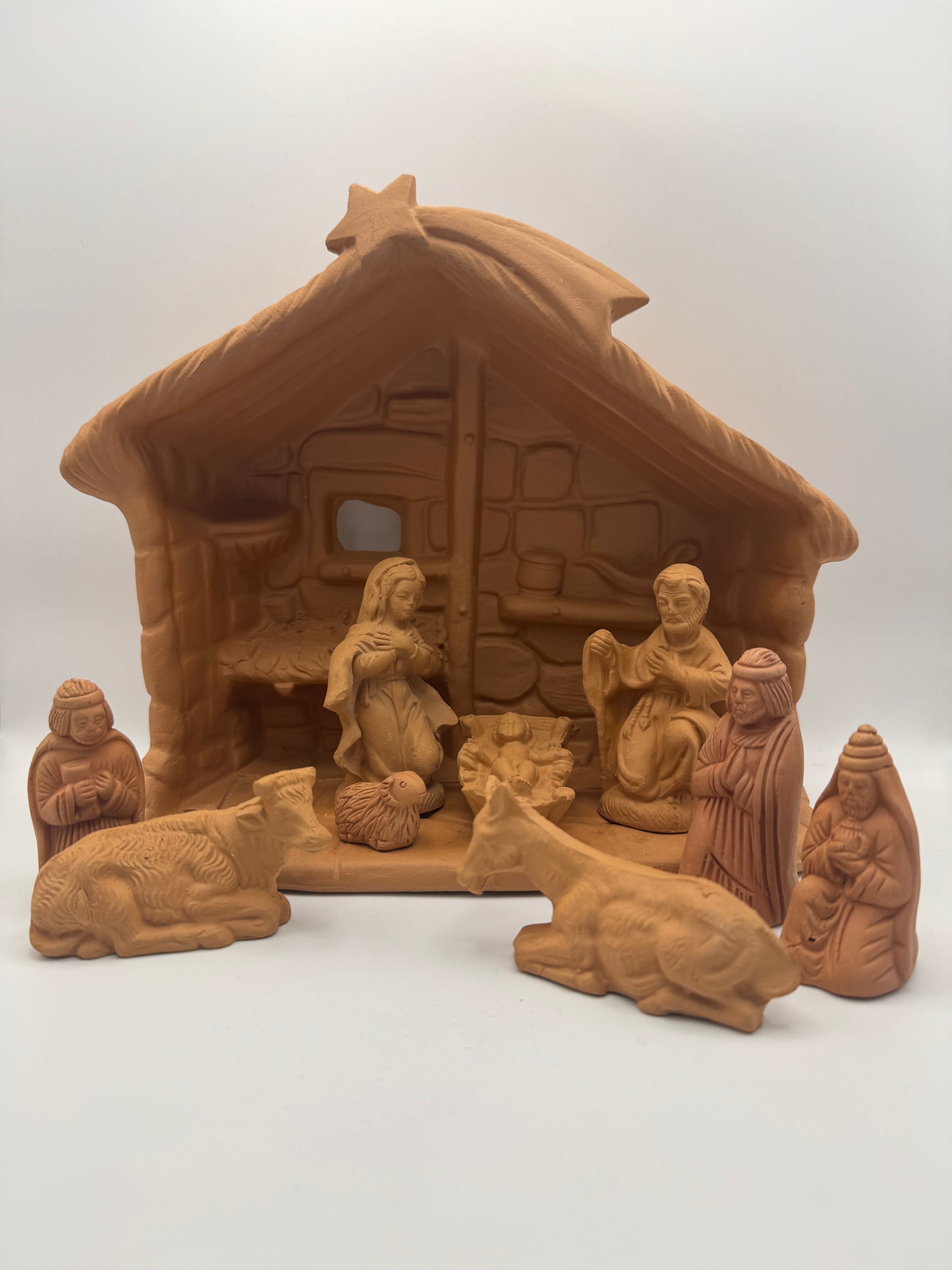 Terracotta Nativity Scene Figurine Set