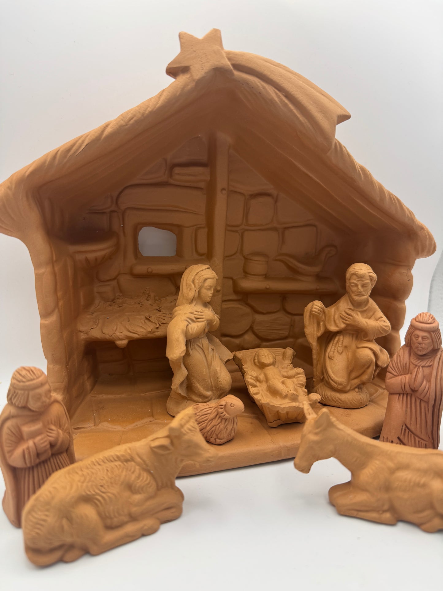 Terracotta Nativity Scene Figurine Set