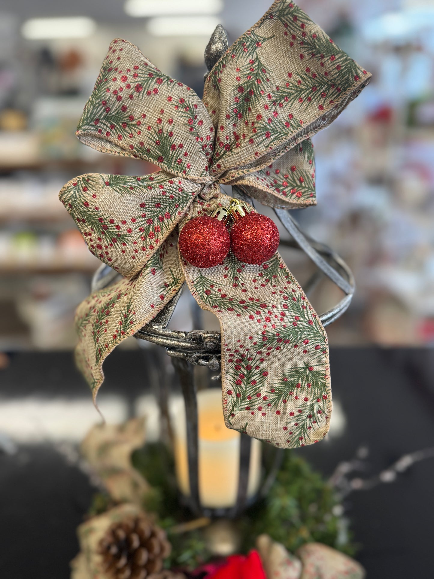 Decorative Christmas Lantern with Cardinal