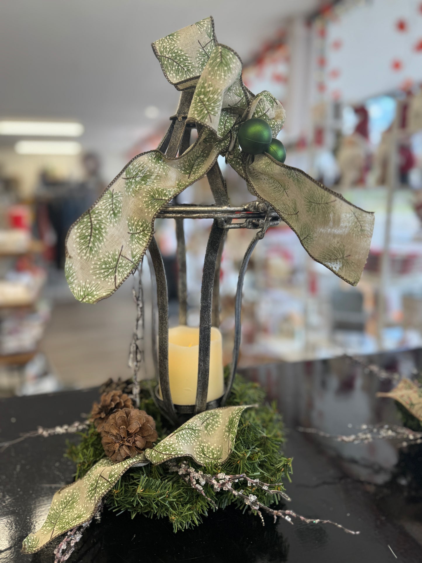 Decorative Holiday Lantern with Candle