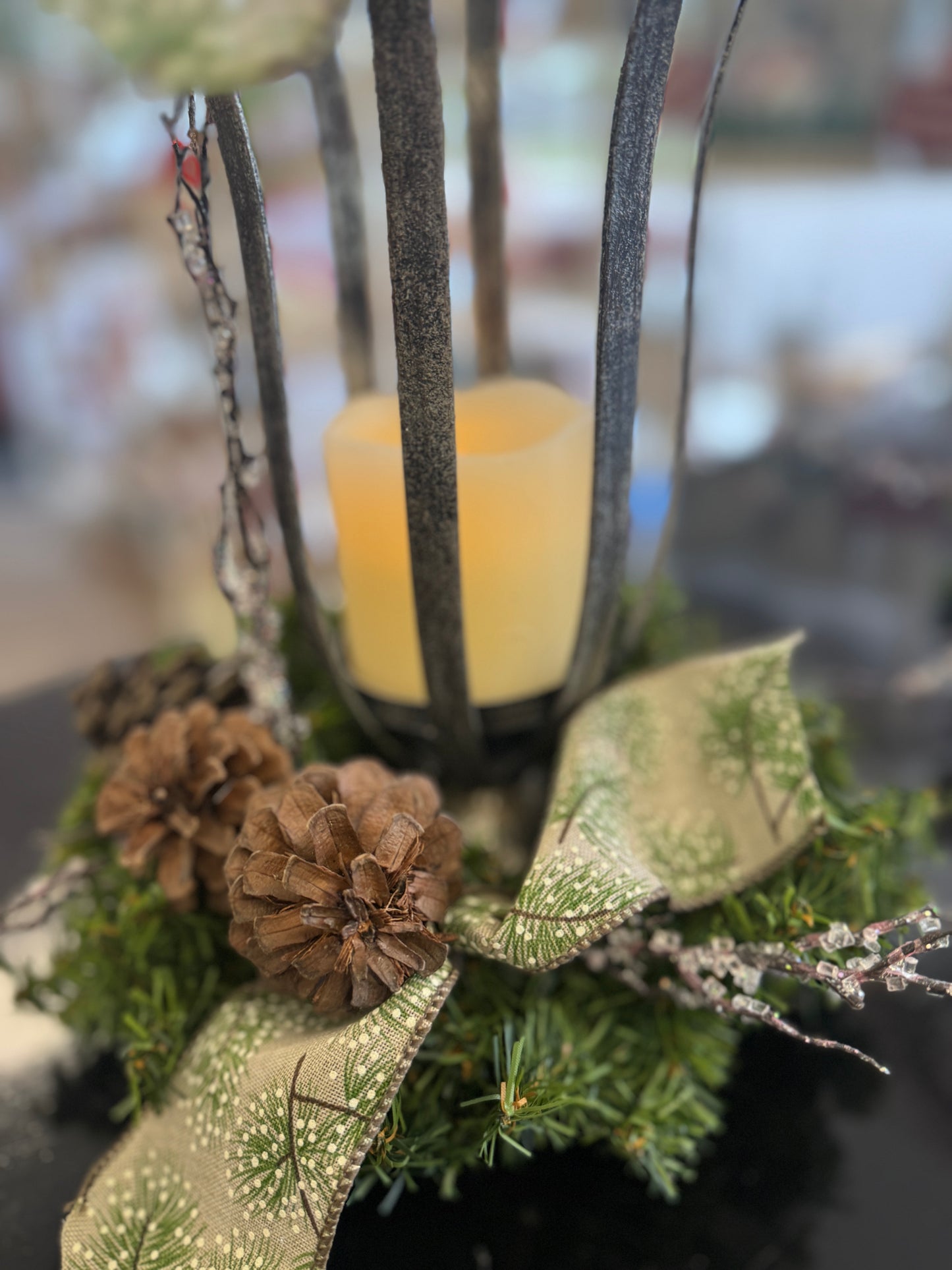 Decorative Holiday Lantern with Candle