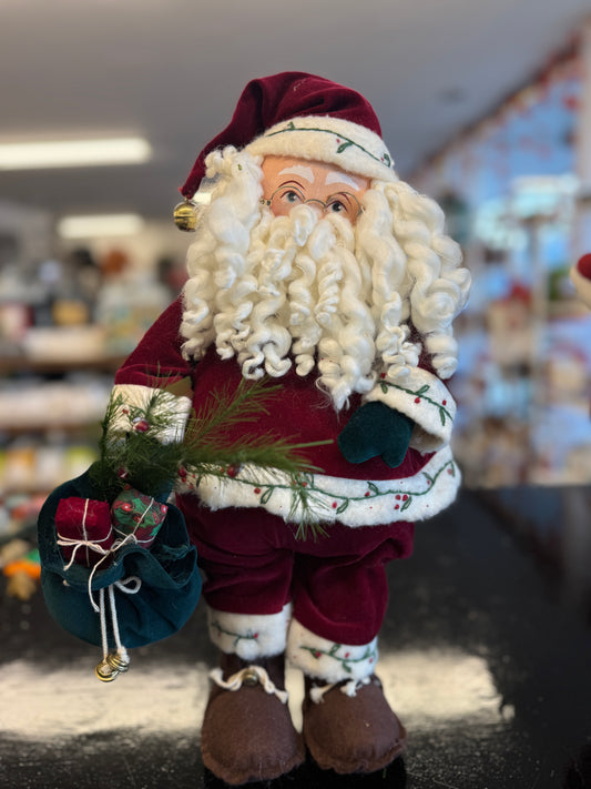 Plush Santa Claus Figurine with Gift Bag
