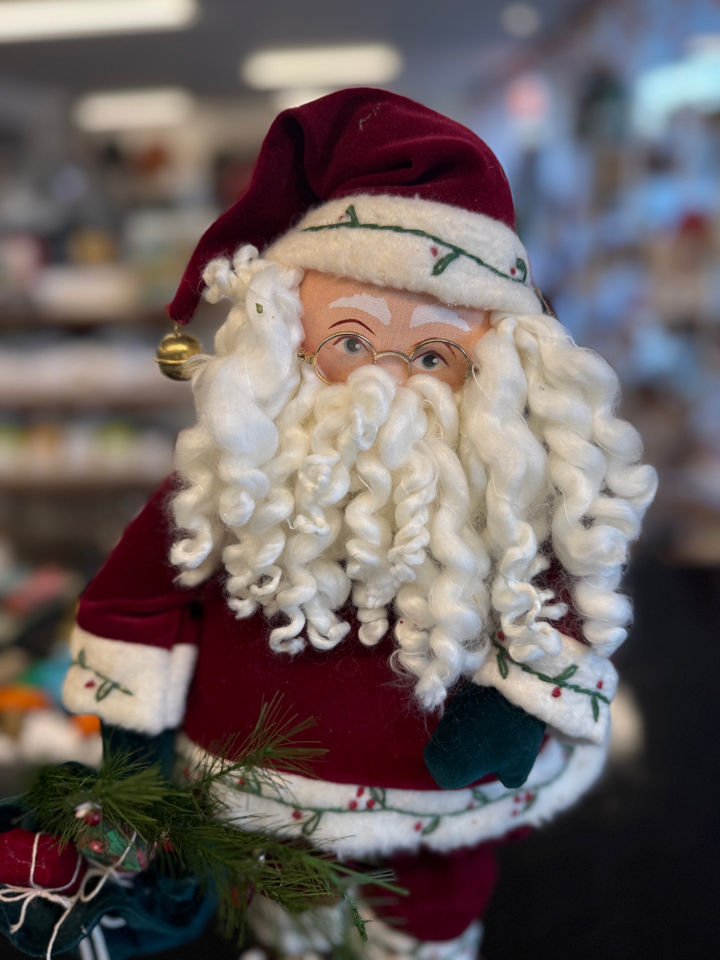 Plush Santa Claus Figurine with Gift Bag