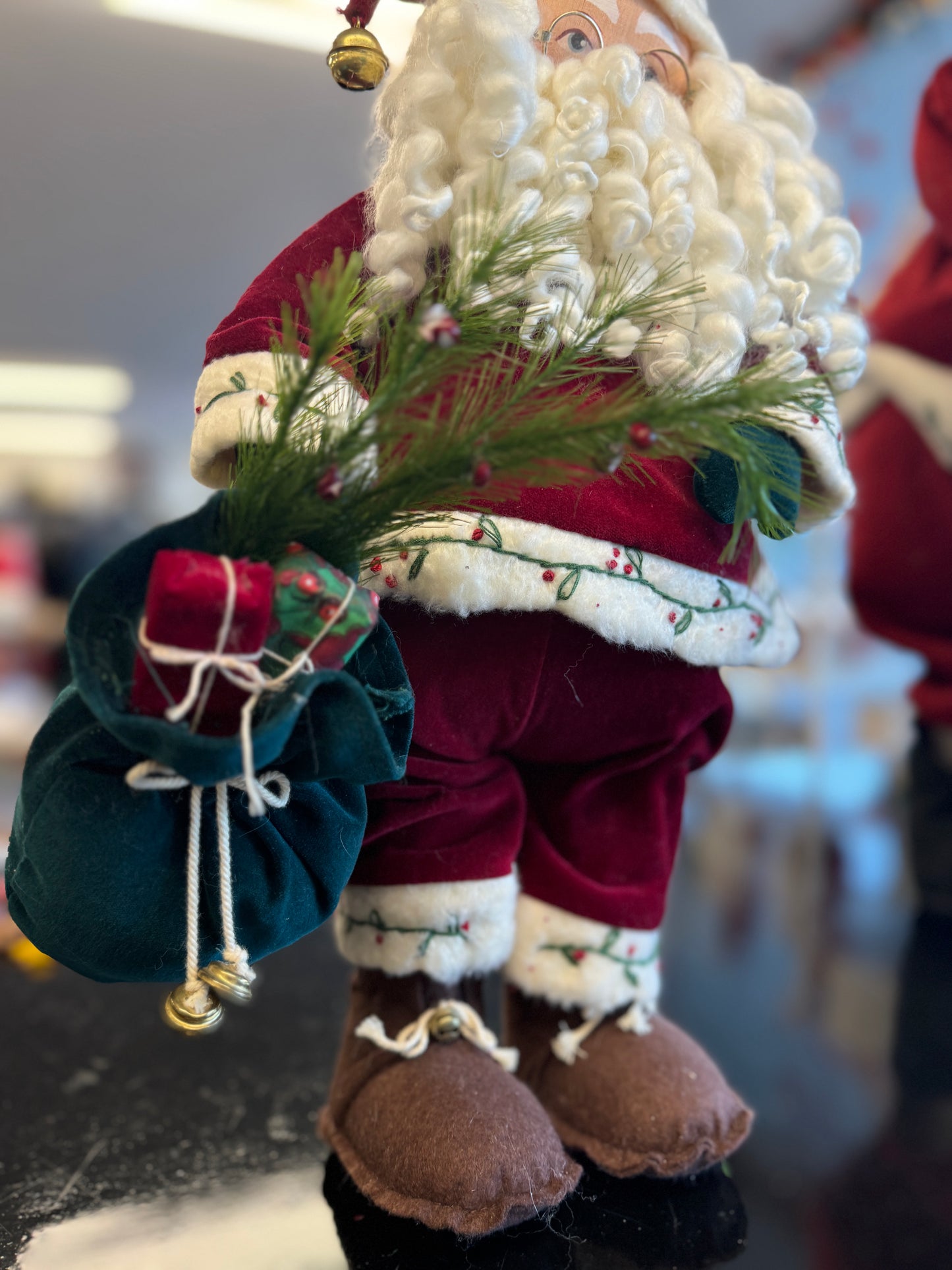 Plush Santa Claus Figurine with Gift Bag