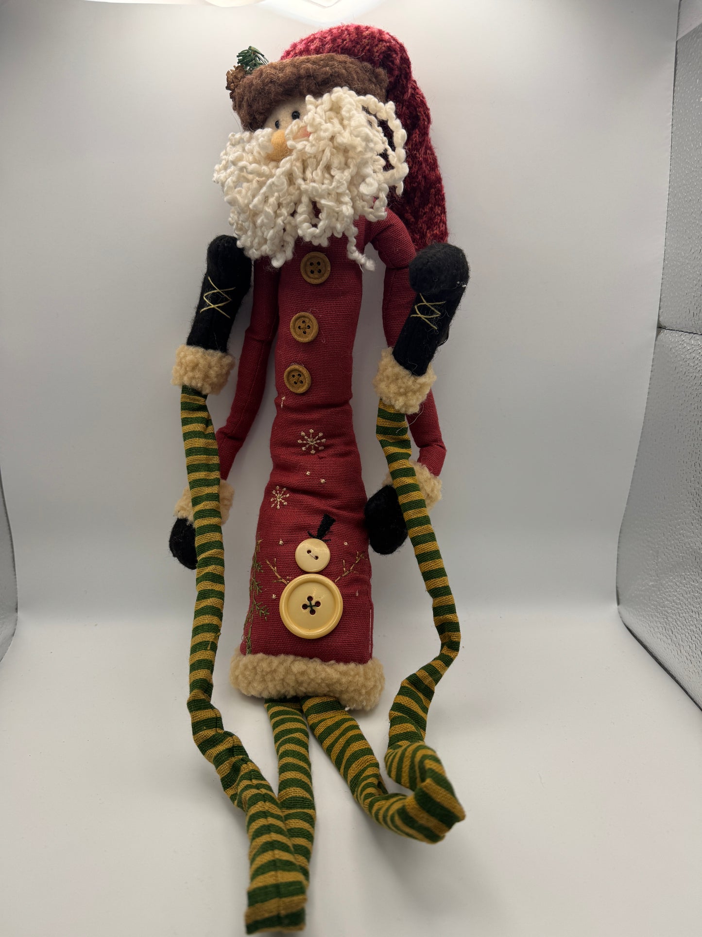 36" Plush Santa Shelf Sitter with Snowman Embroidery