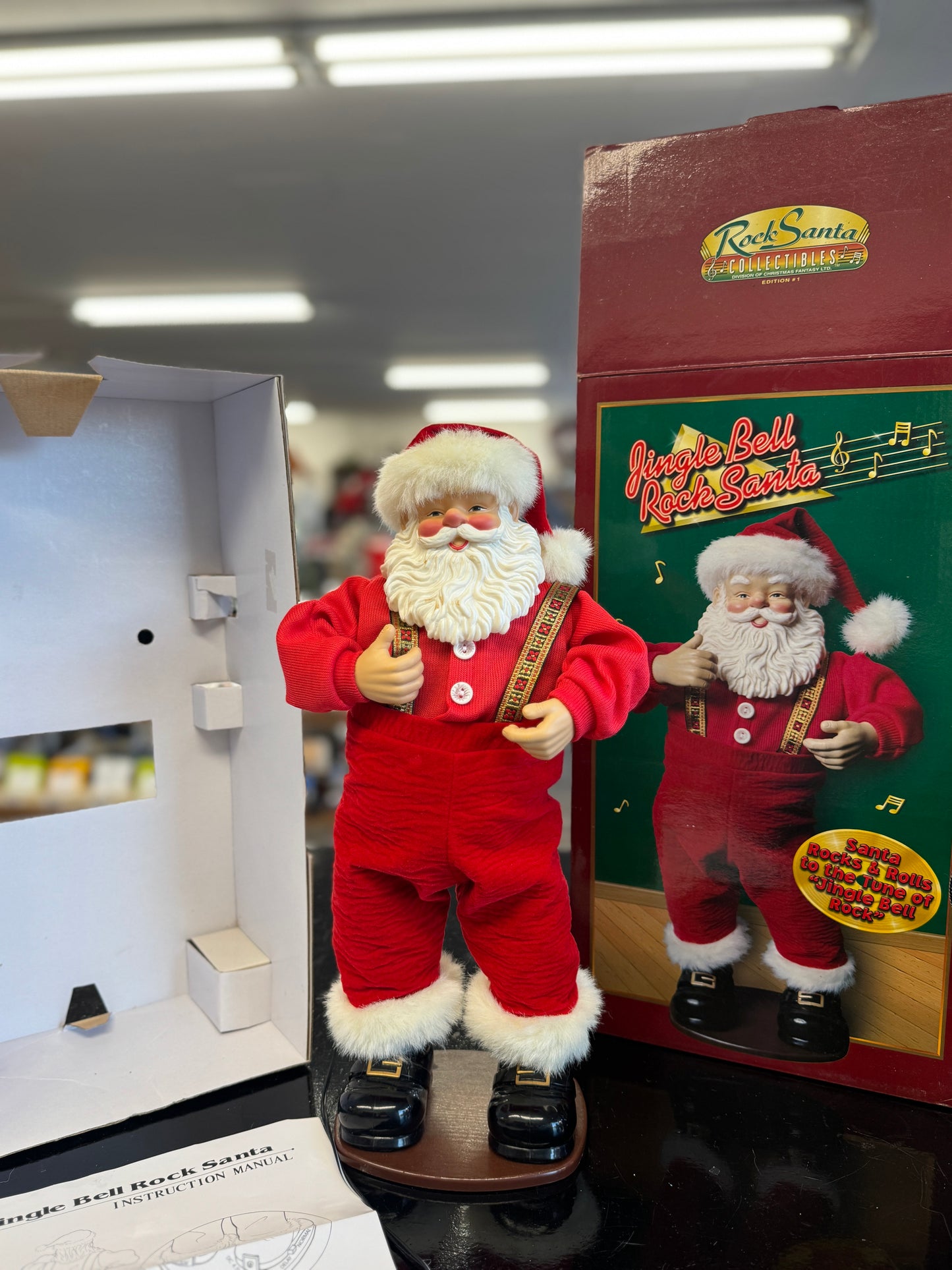 Jingle Bell Rock Santa Animated Musical Figurine – 1998 Blue Ridge Designs