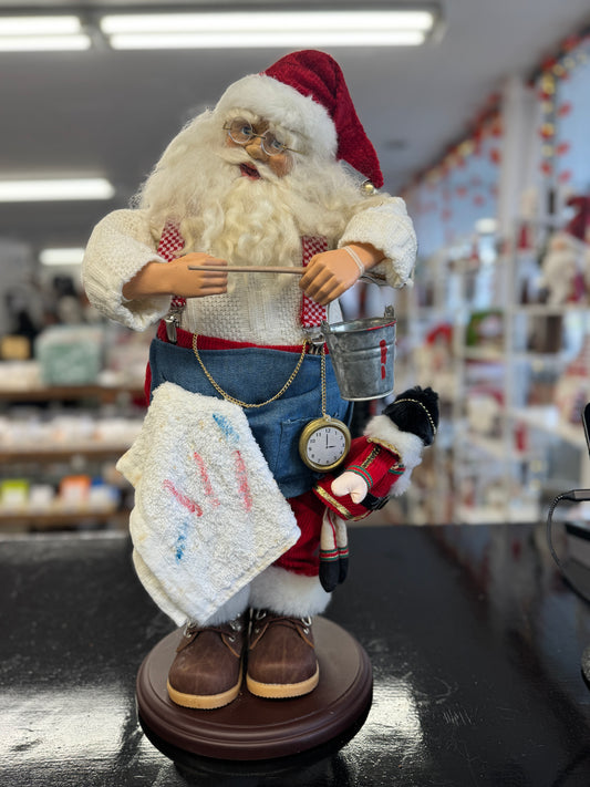 24" Collectible Santa Figurine with Paintbrush and Bucket