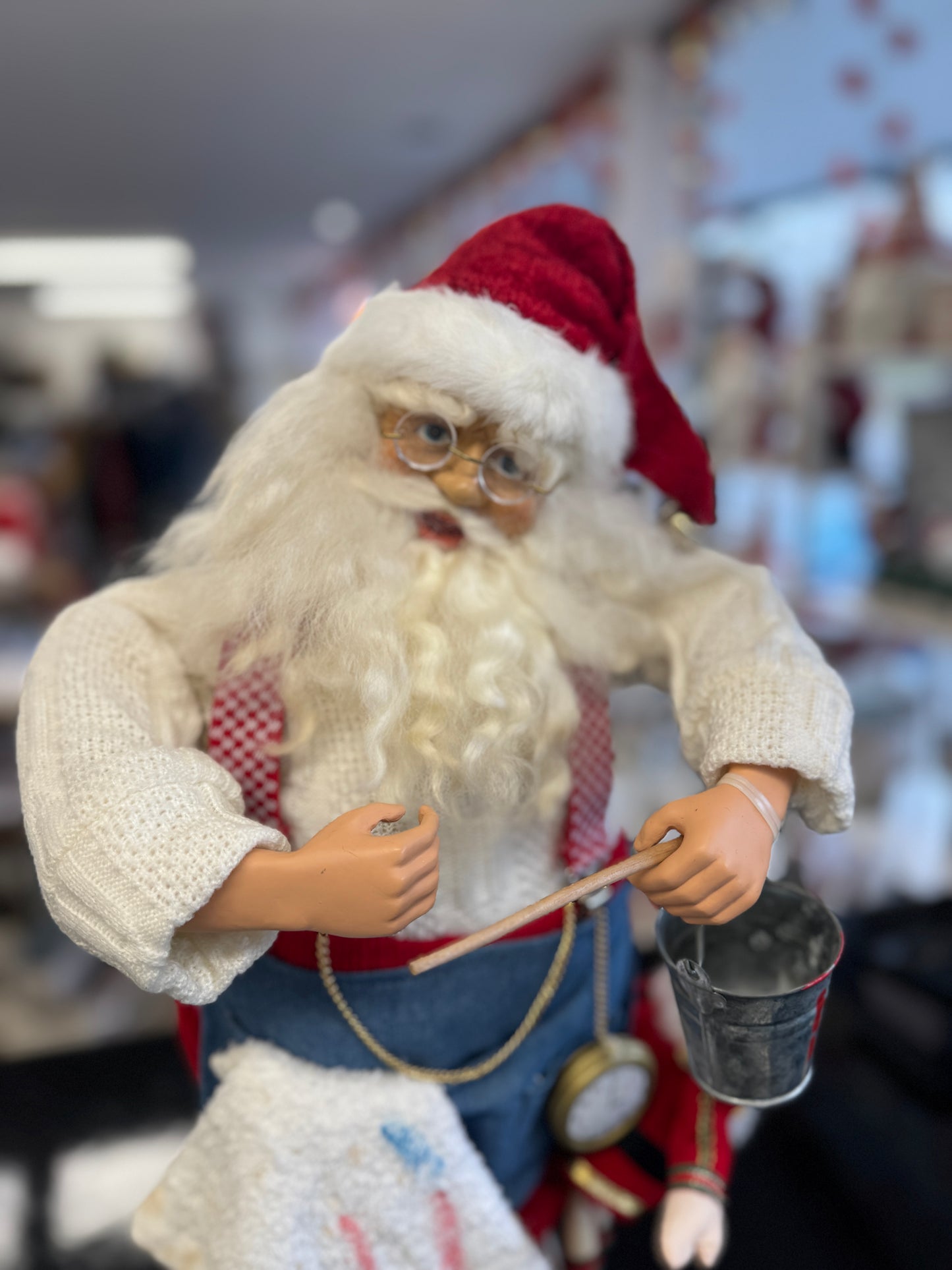 24" Collectible Santa Figurine with Paintbrush and Bucket