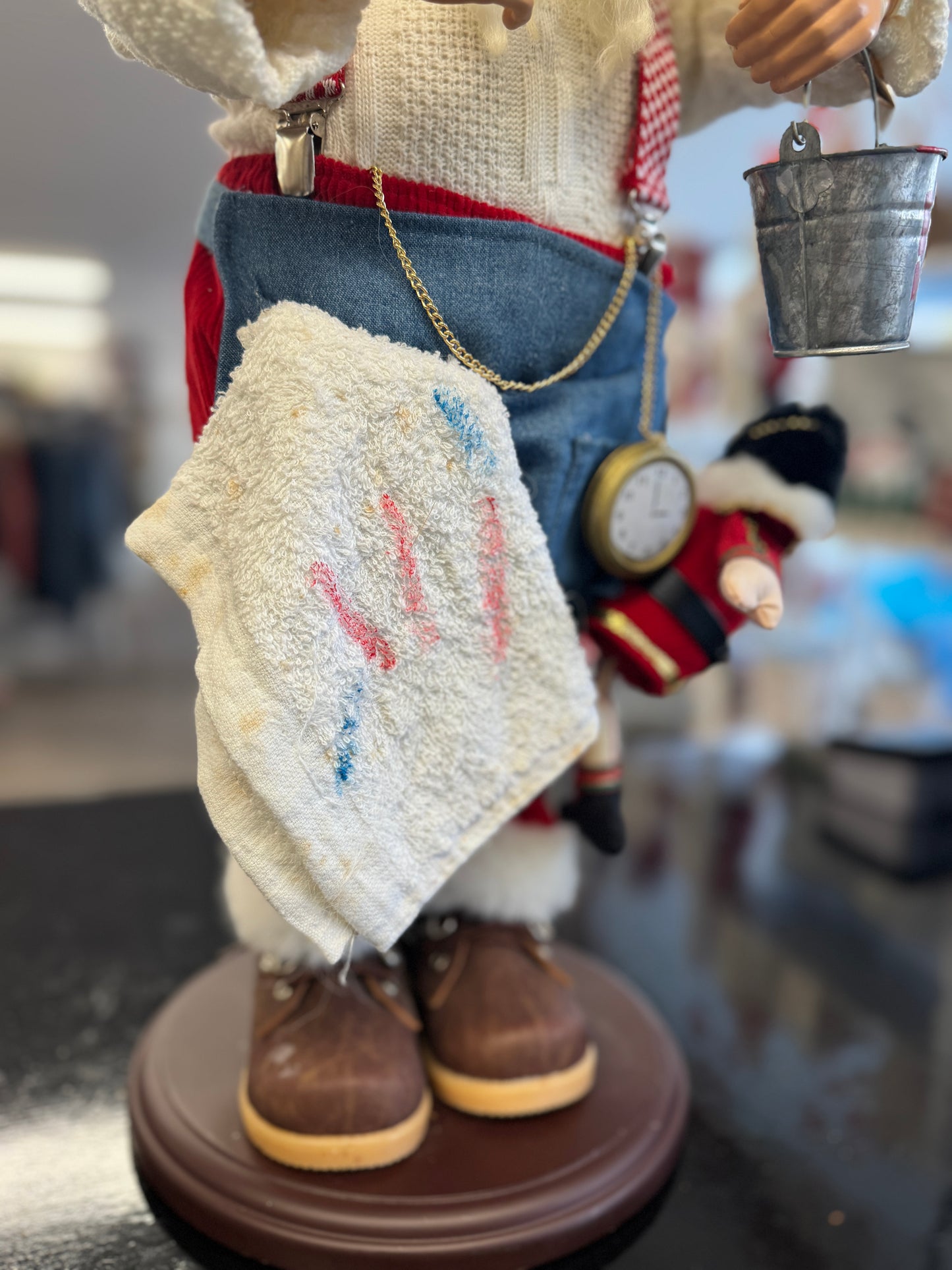 24" Collectible Santa Figurine with Paintbrush and Bucket