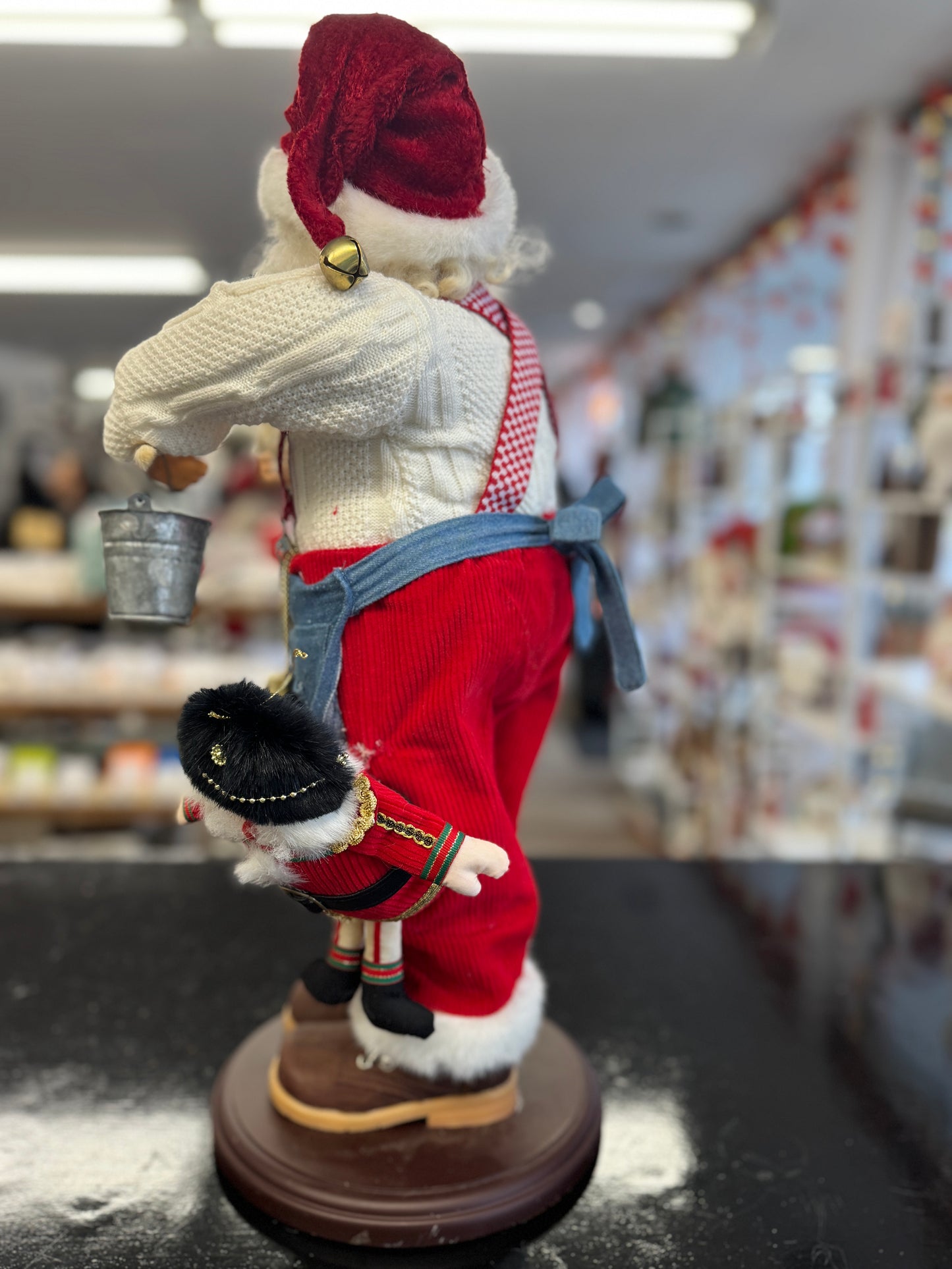 24" Collectible Santa Figurine with Paintbrush and Bucket