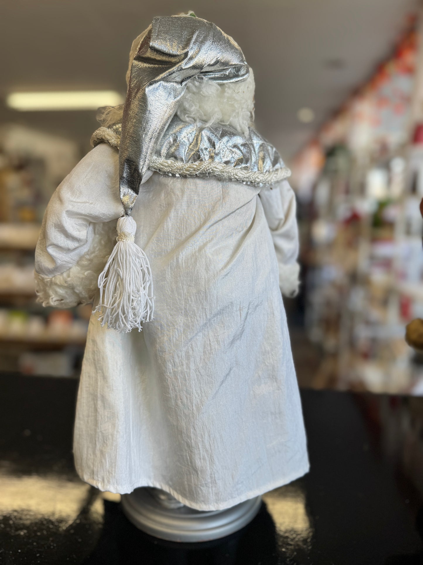 19" Old World Father Christmas Figurine with Silver Lantern