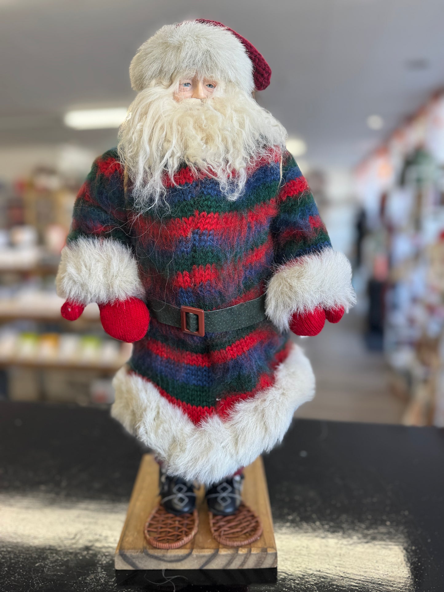 19" Roman, Inc. Santa Figurine with Knit Coat and Faux Fur Trim