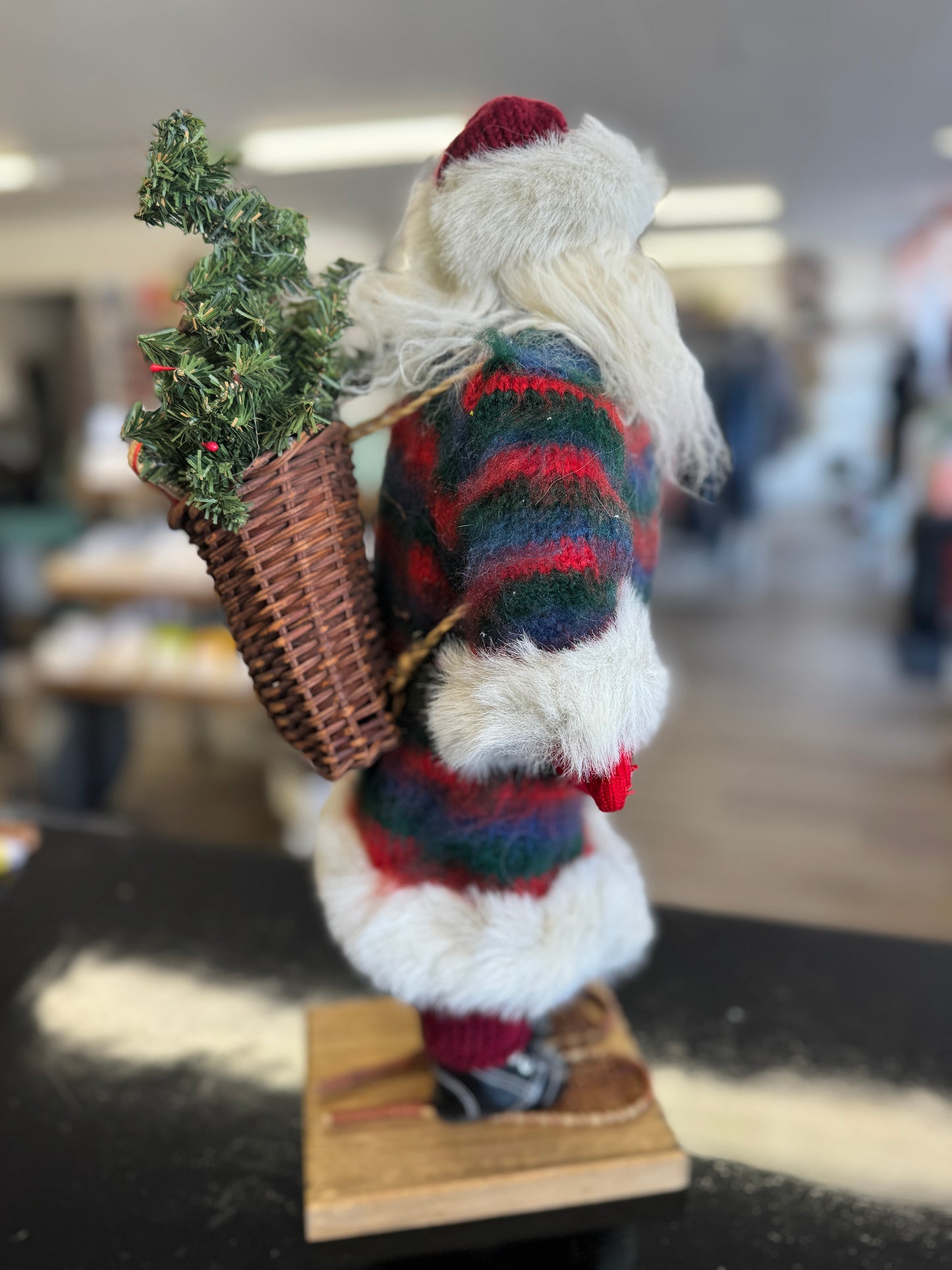 19" Roman, Inc. Santa Figurine with Knit Coat and Faux Fur Trim