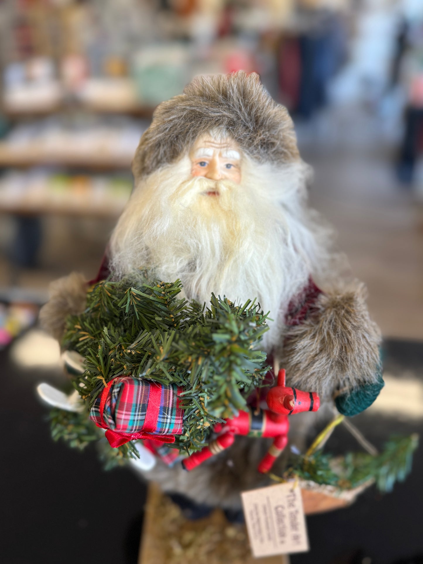 14" Tender Art Collection Woodland Santa Figurine with Tree and Reindeer