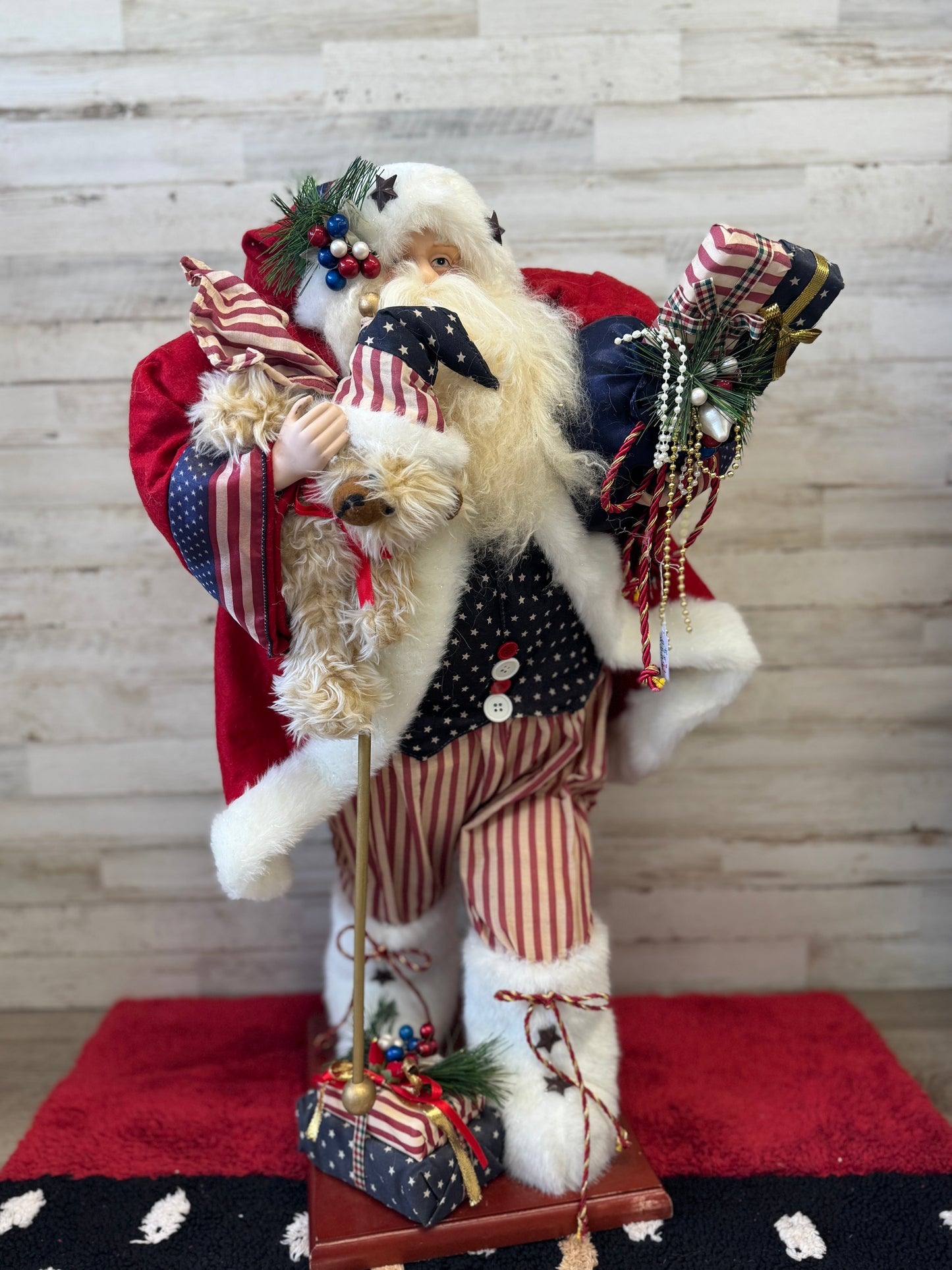 28" Patriotic Santa Figurine with American Flag