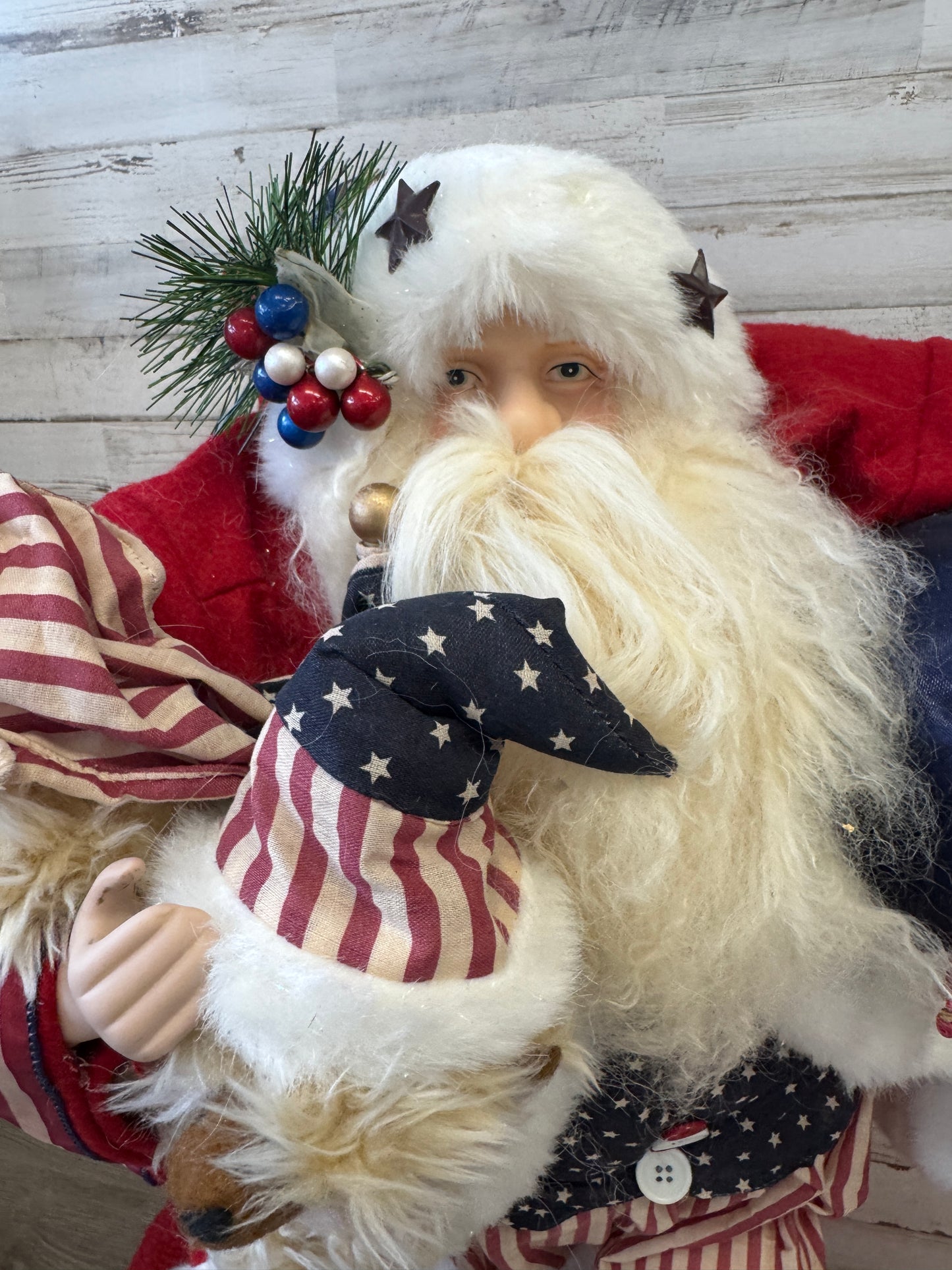 28" Patriotic Santa Figurine with American Flag