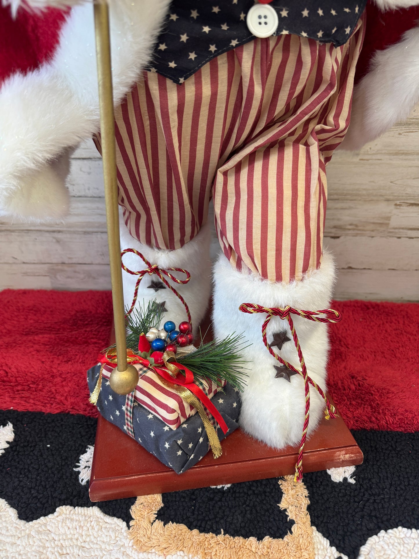 28" Patriotic Santa Figurine with American Flag