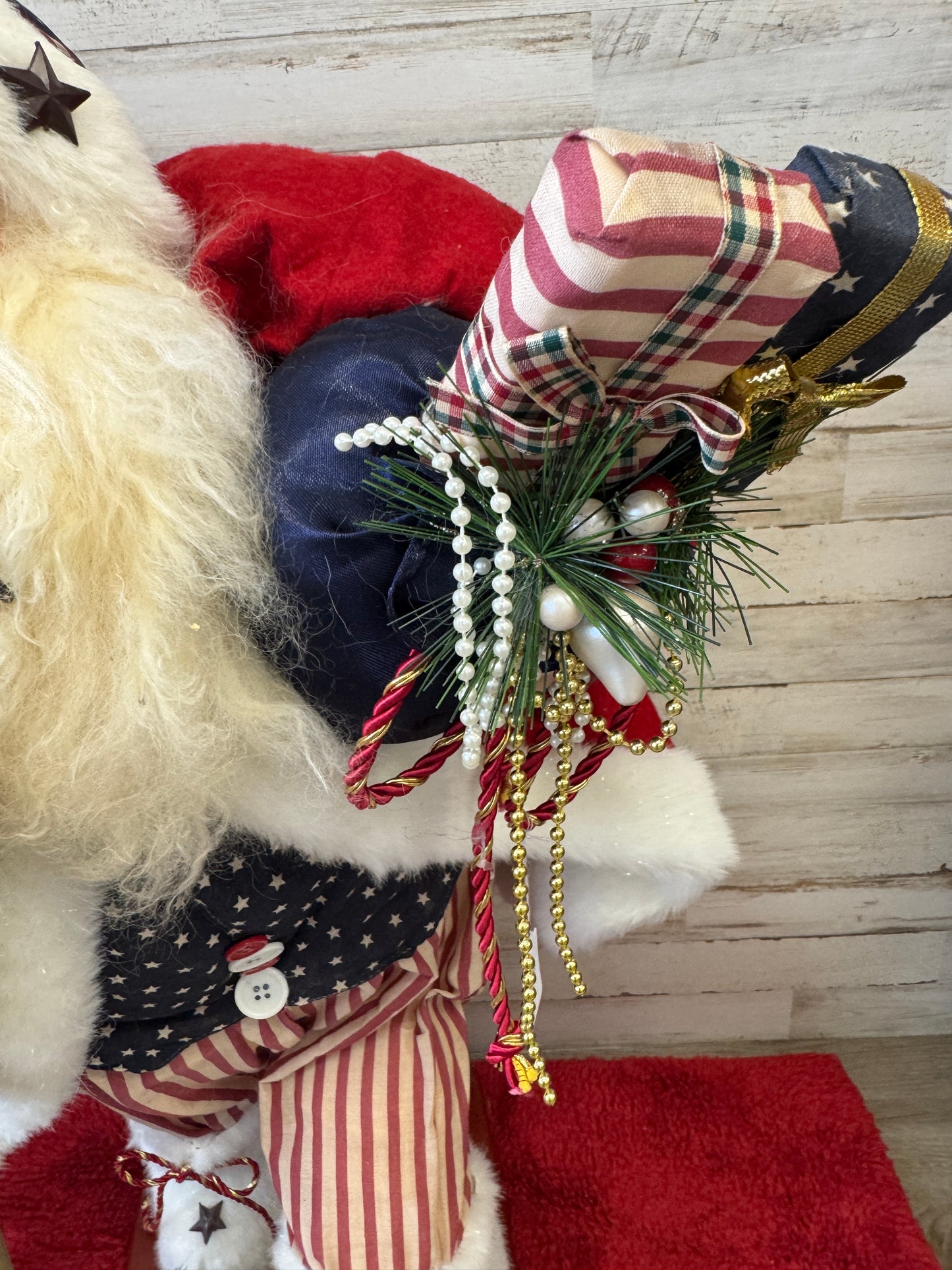 28" Patriotic Santa Figurine with American Flag