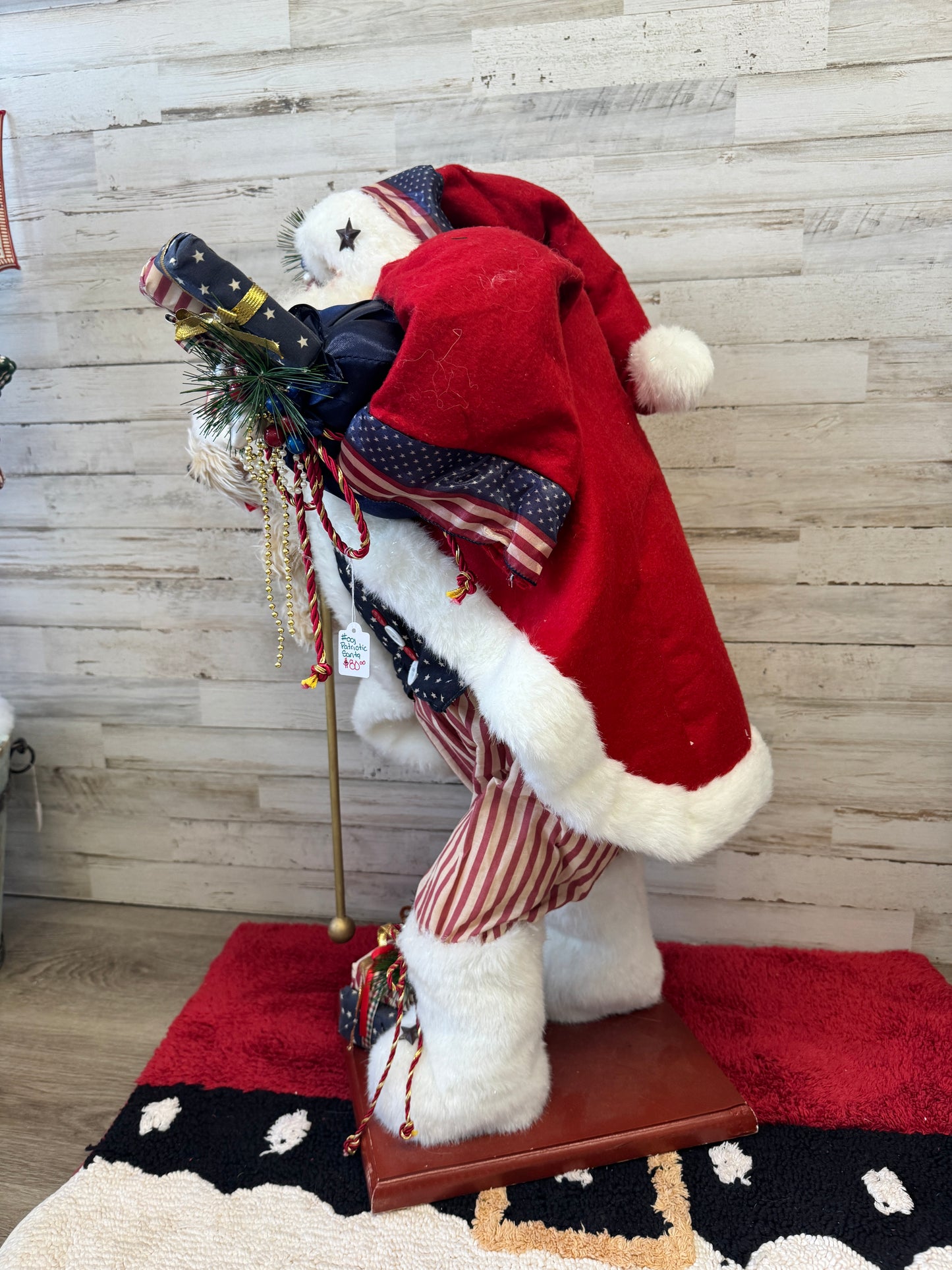 28" Patriotic Santa Figurine with American Flag