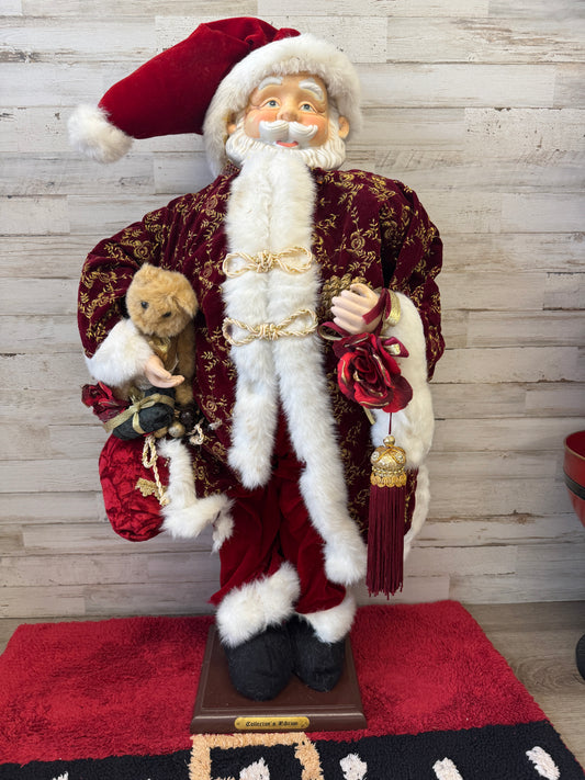 33" Grandeur Noel Collector’s Edition Santa Figurine in Burgundy Velvet