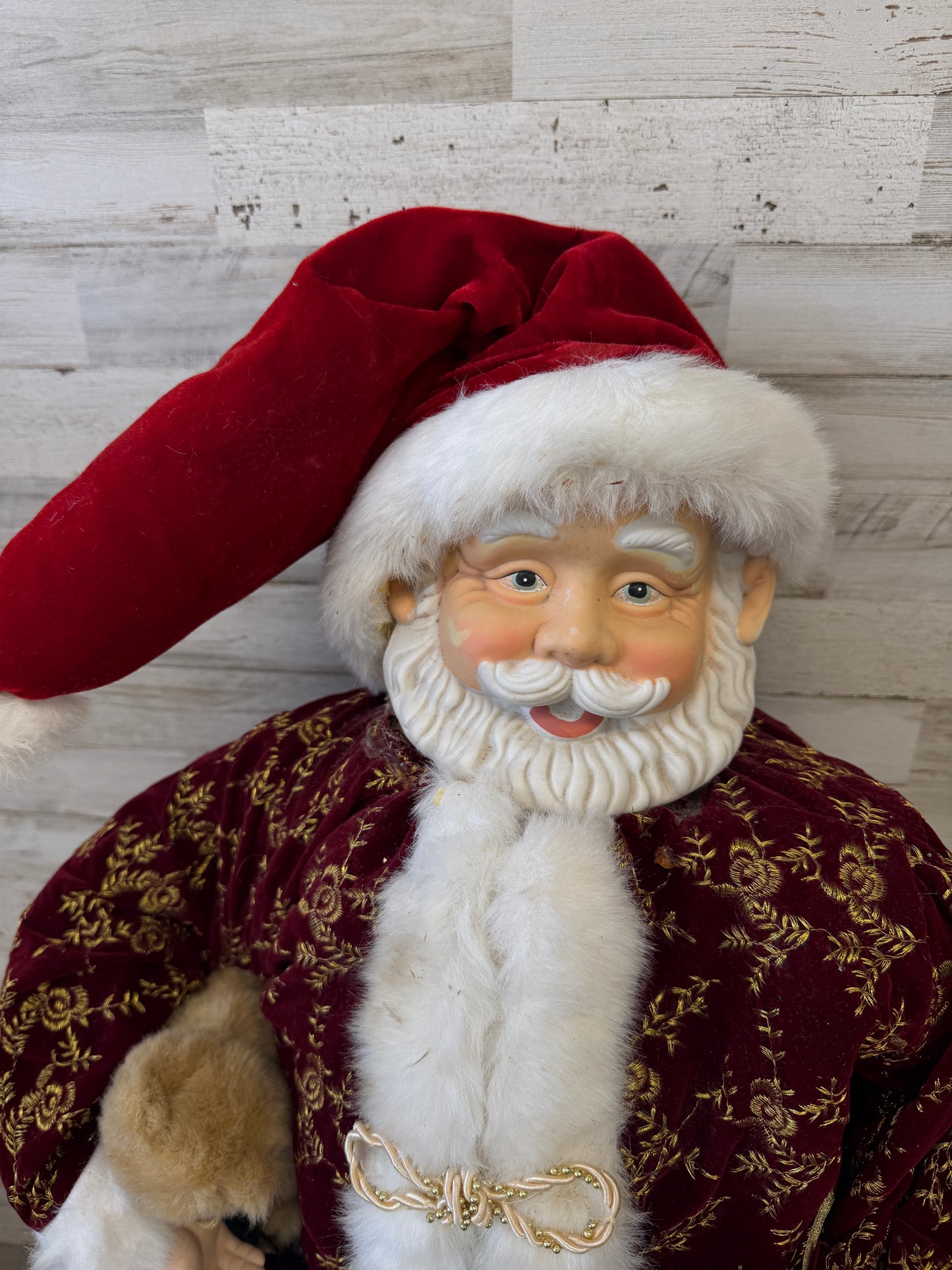 33" Grandeur Noel Collector’s Edition Santa Figurine in Burgundy Velvet
