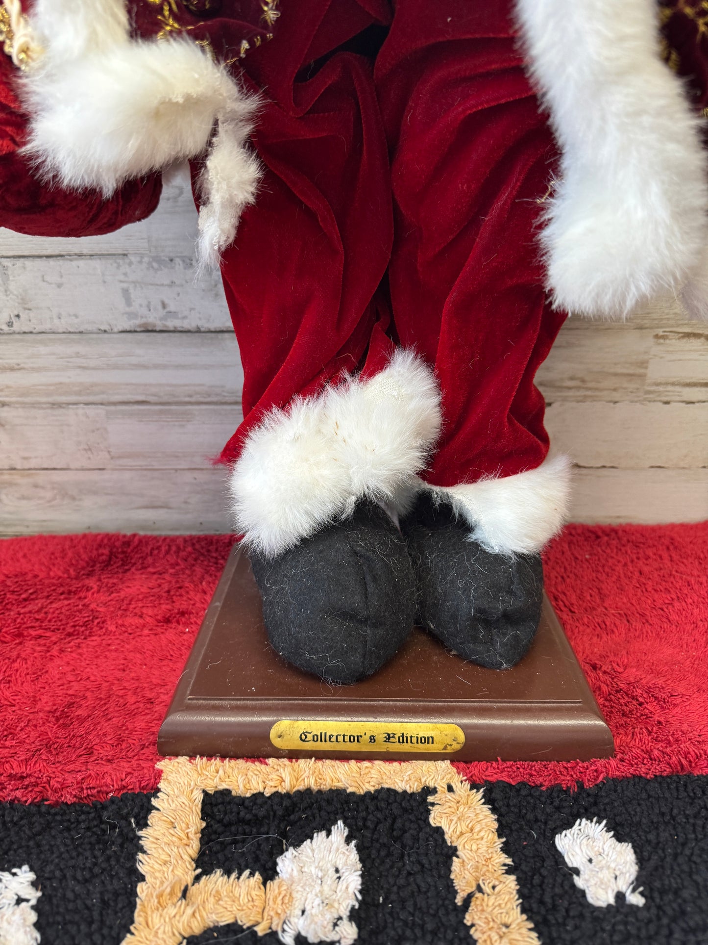 33" Grandeur Noel Collector’s Edition Santa Figurine in Burgundy Velvet