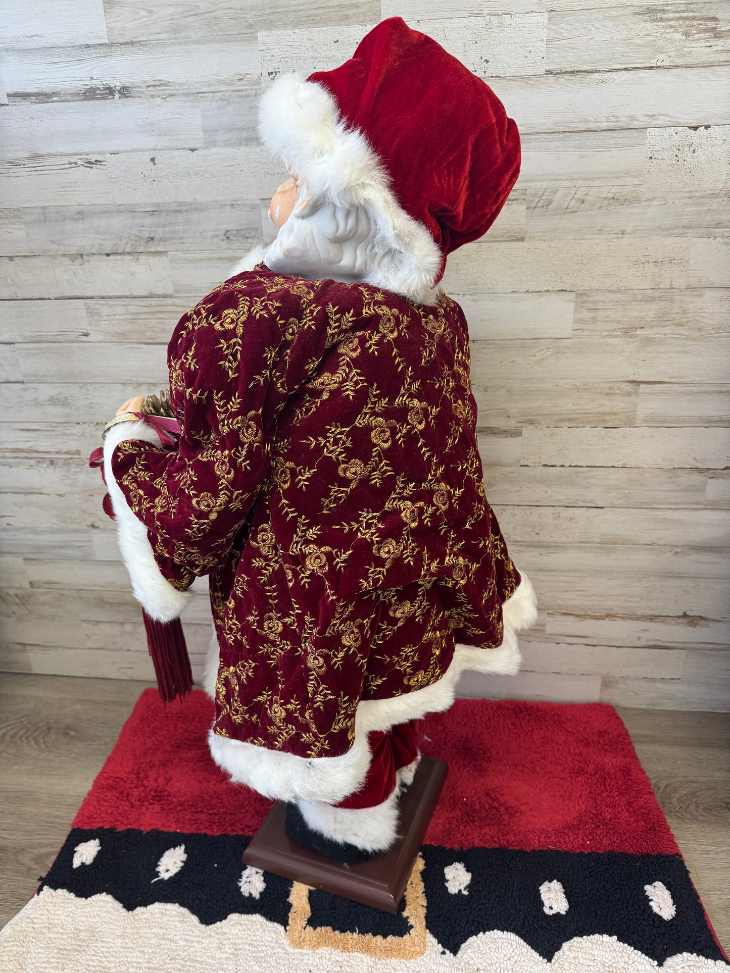 33" Grandeur Noel Collector’s Edition Santa Figurine in Burgundy Velvet
