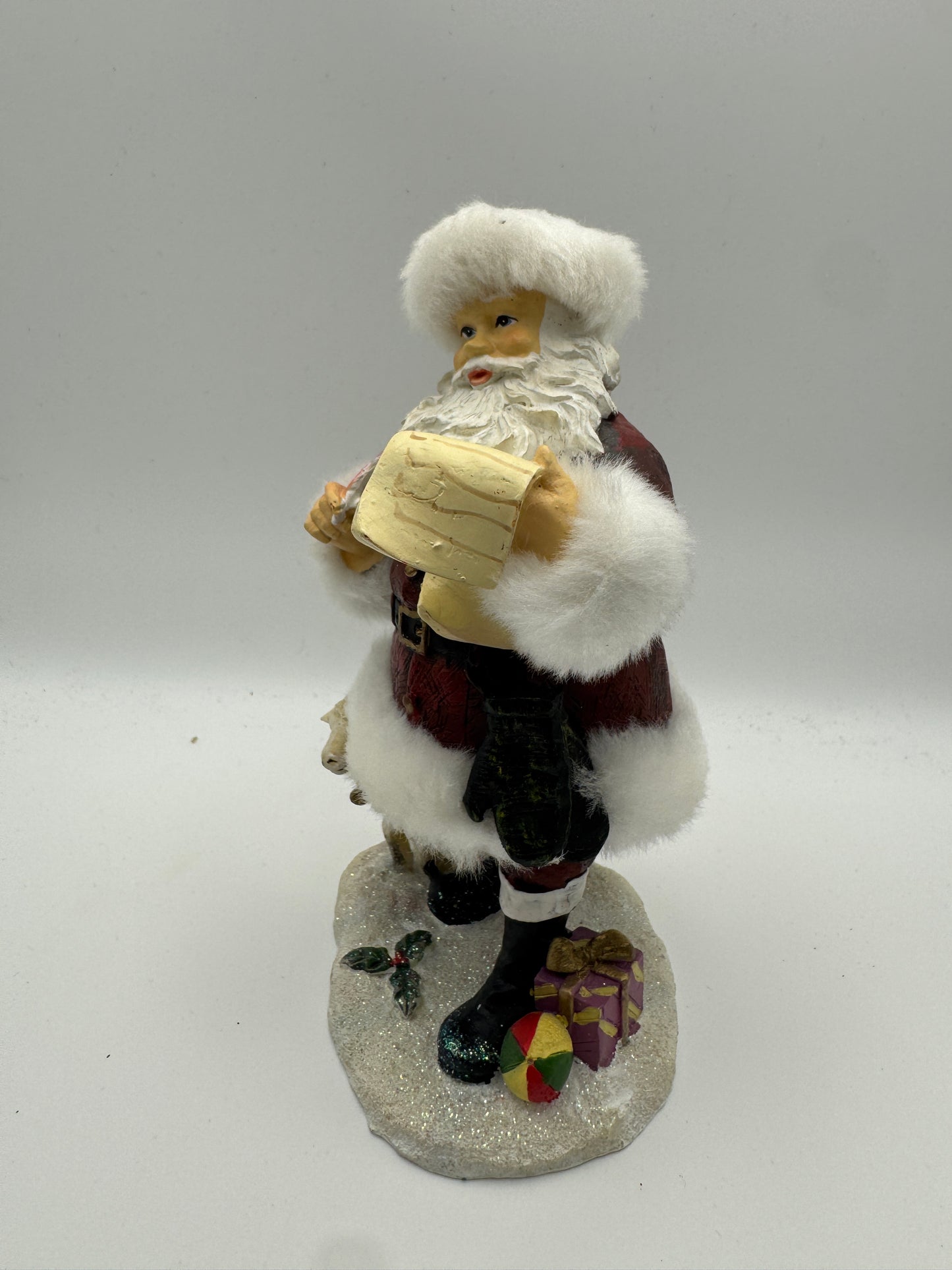 Young Inc. Santa Figurine with Scroll, Feather Pen, and Lamb