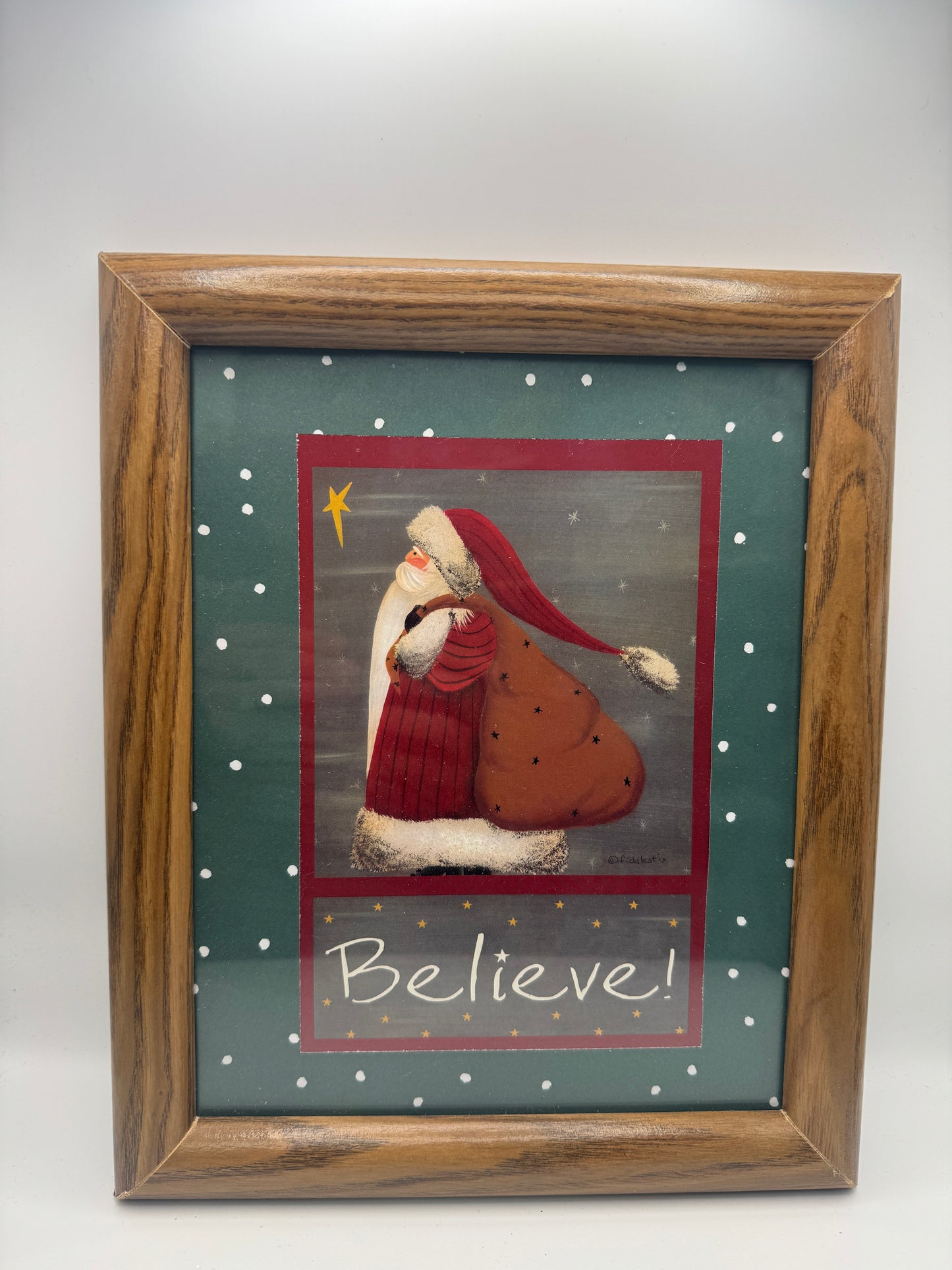 Framed “Fiddlestix” Folk Art Christmas Print – 11.5" x 9.5"