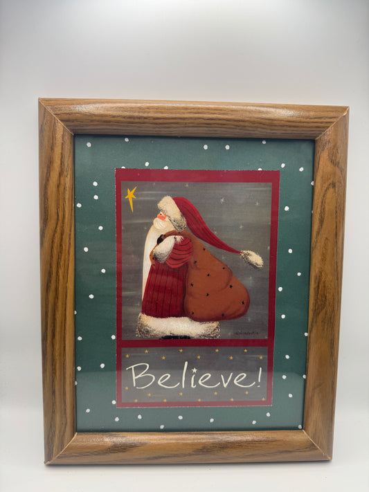 Framed “Fiddlestix” Folk Art Christmas Print – 11.5" x 9.5"