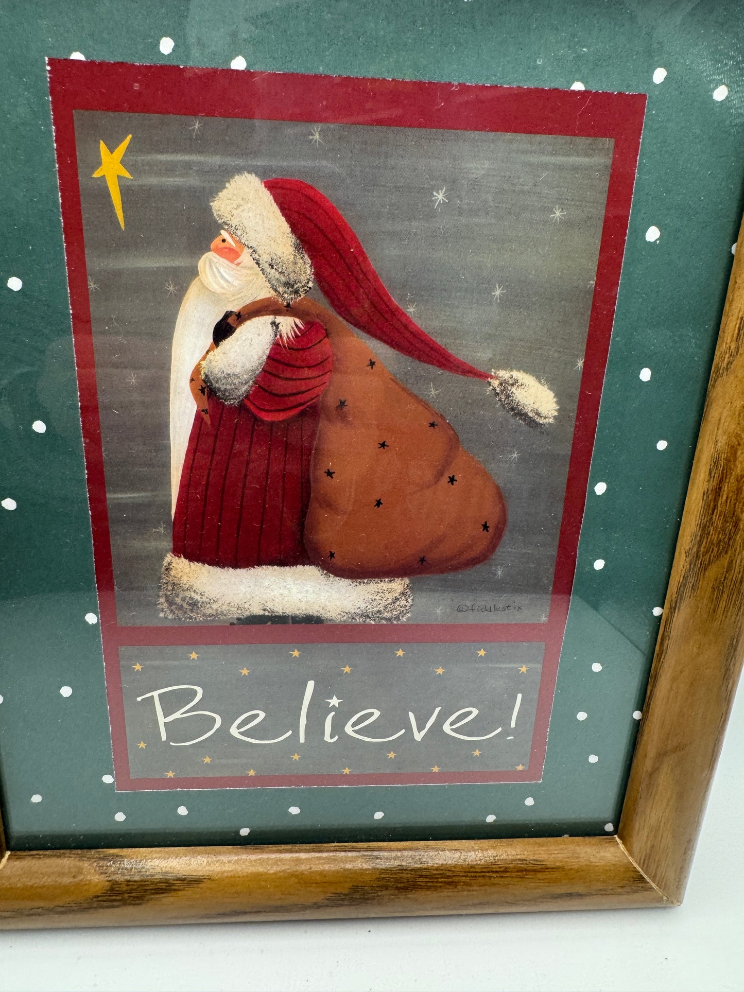 Framed “Fiddlestix” Folk Art Christmas Print – 11.5" x 9.5"