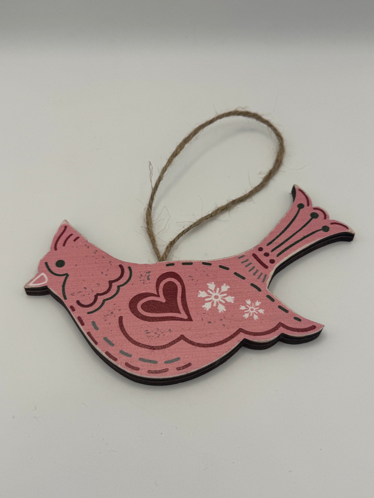 Wooden Yuletide Folklore Bird Ornament – 4 Assorted